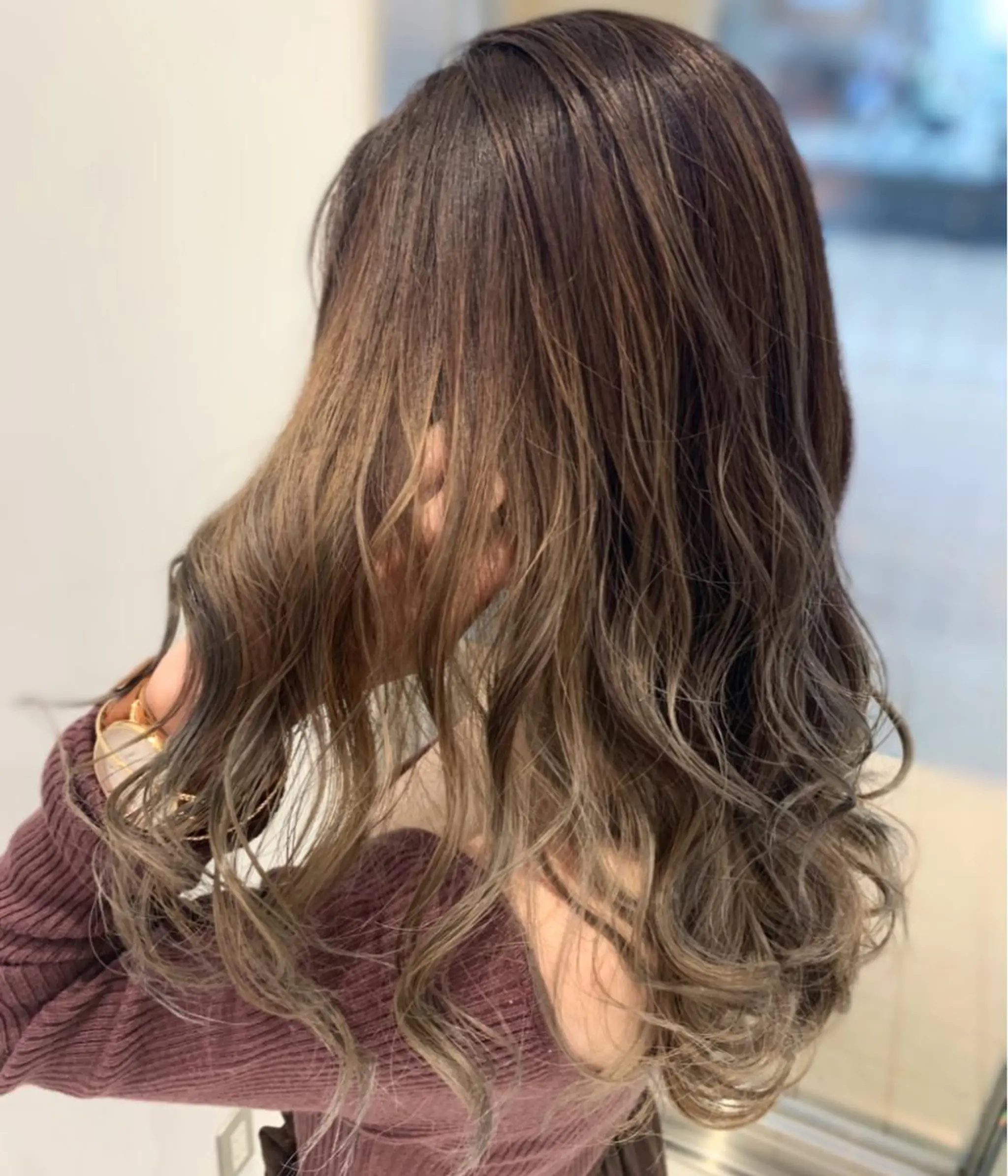 セミロング カラー バレイヤージュ レイヤーカット カット ヘアカラー ブリーチ/バレイヤ ージュ川端裕司のヘアスタイル