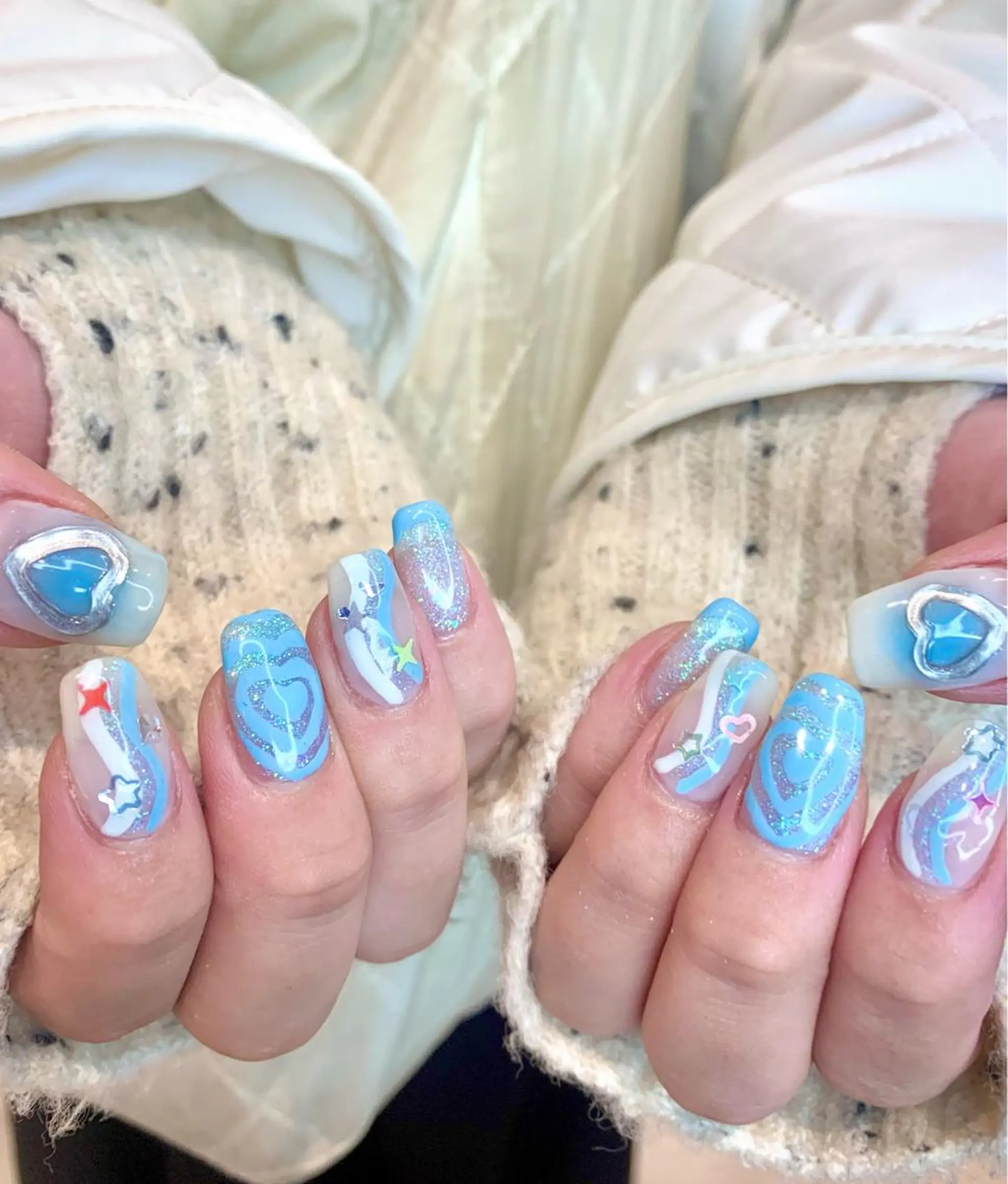 ネイル アートネイル ブルー ジェルネイル パラジェル シンプルネイル ハンドネイル Kureha/ネイル トレンドヘアのマツエク・マツパデザイン