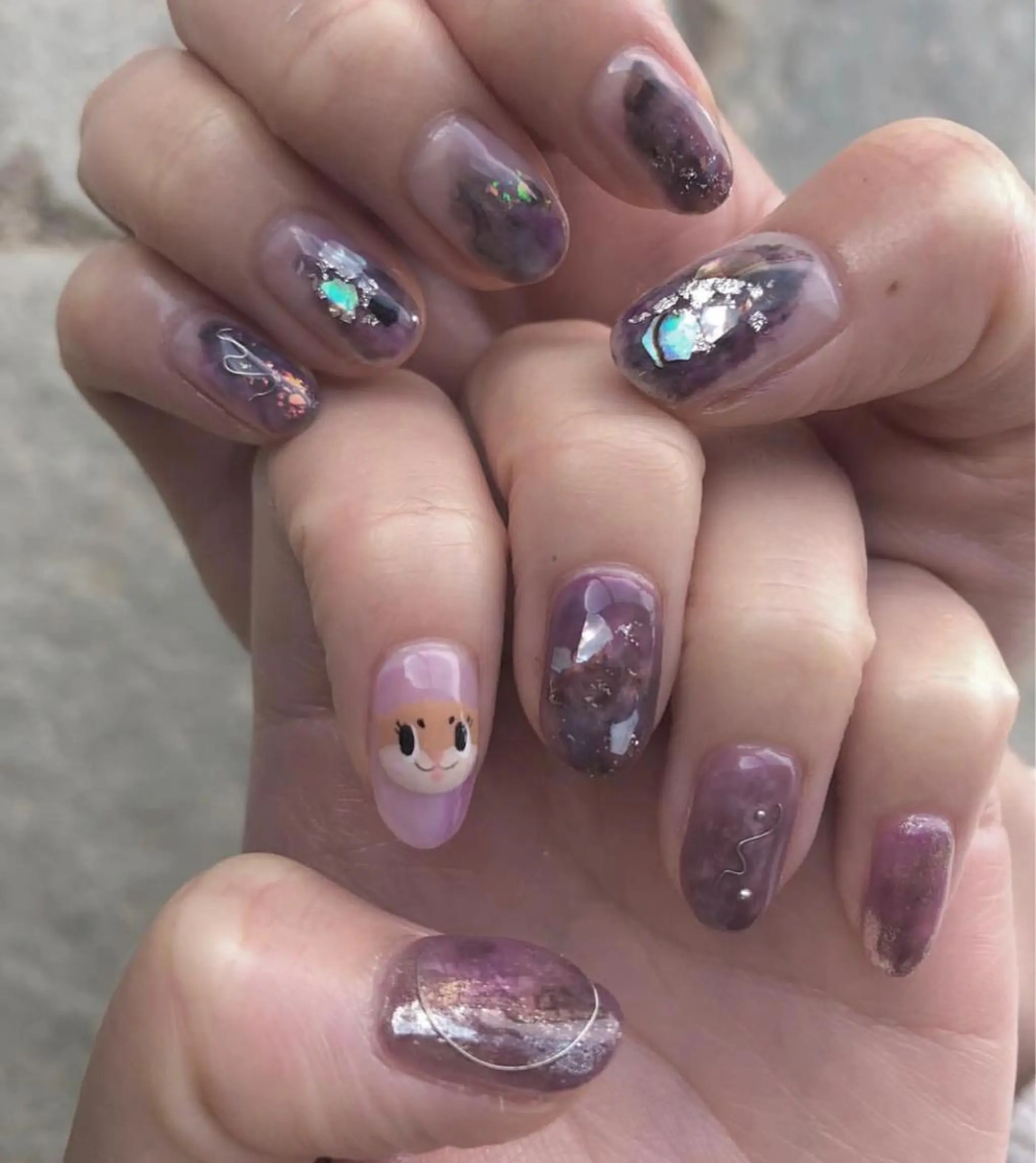 ネイル ニュアンスネイル パープル ハンドネイル パラあり！フィルイン 美フォルムのネイルデザイン