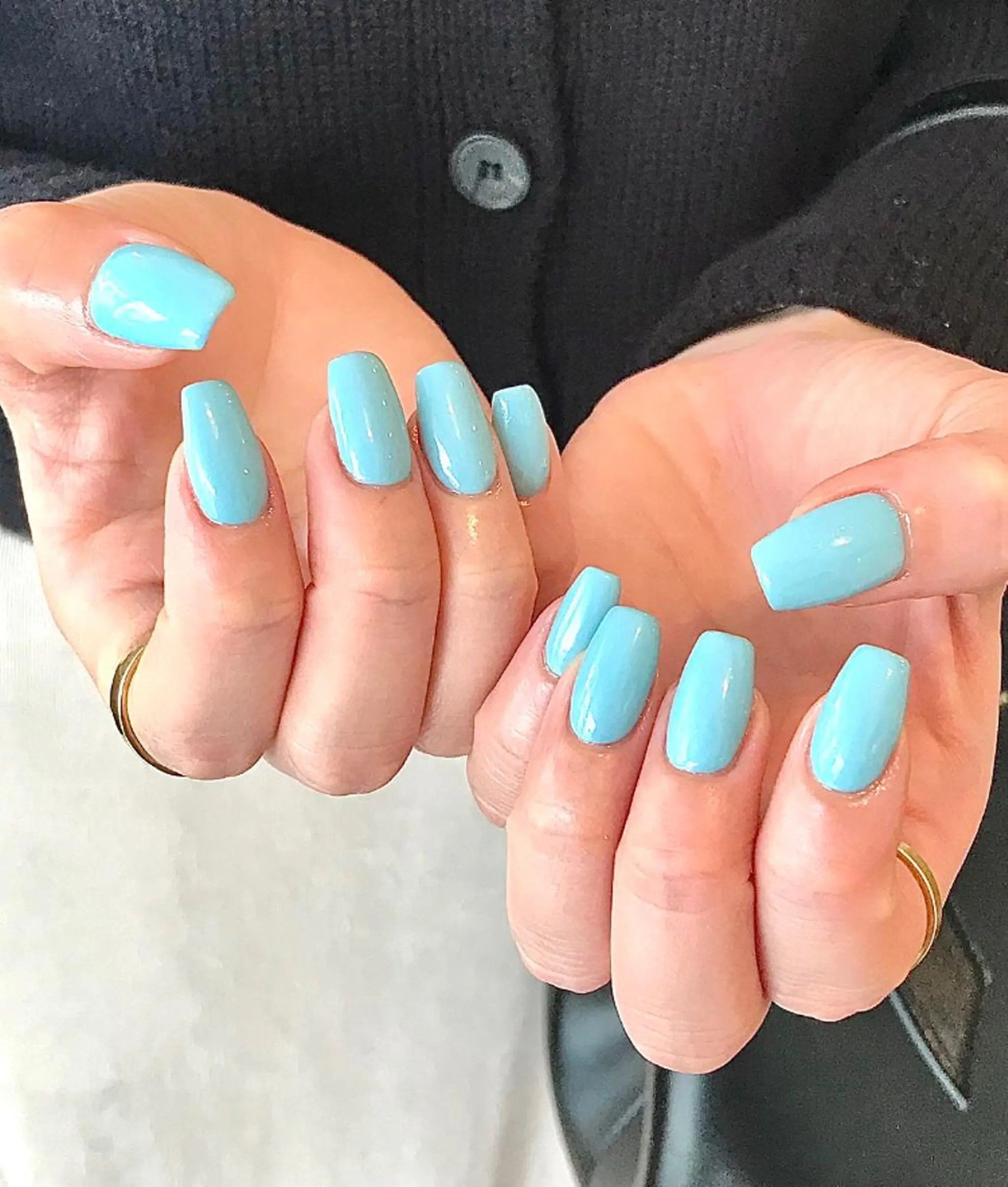 ネイル 水色 ワンカラーネイル シンプルネイル スクエアネイル Para Sol nail　Maoのネイルデザイン