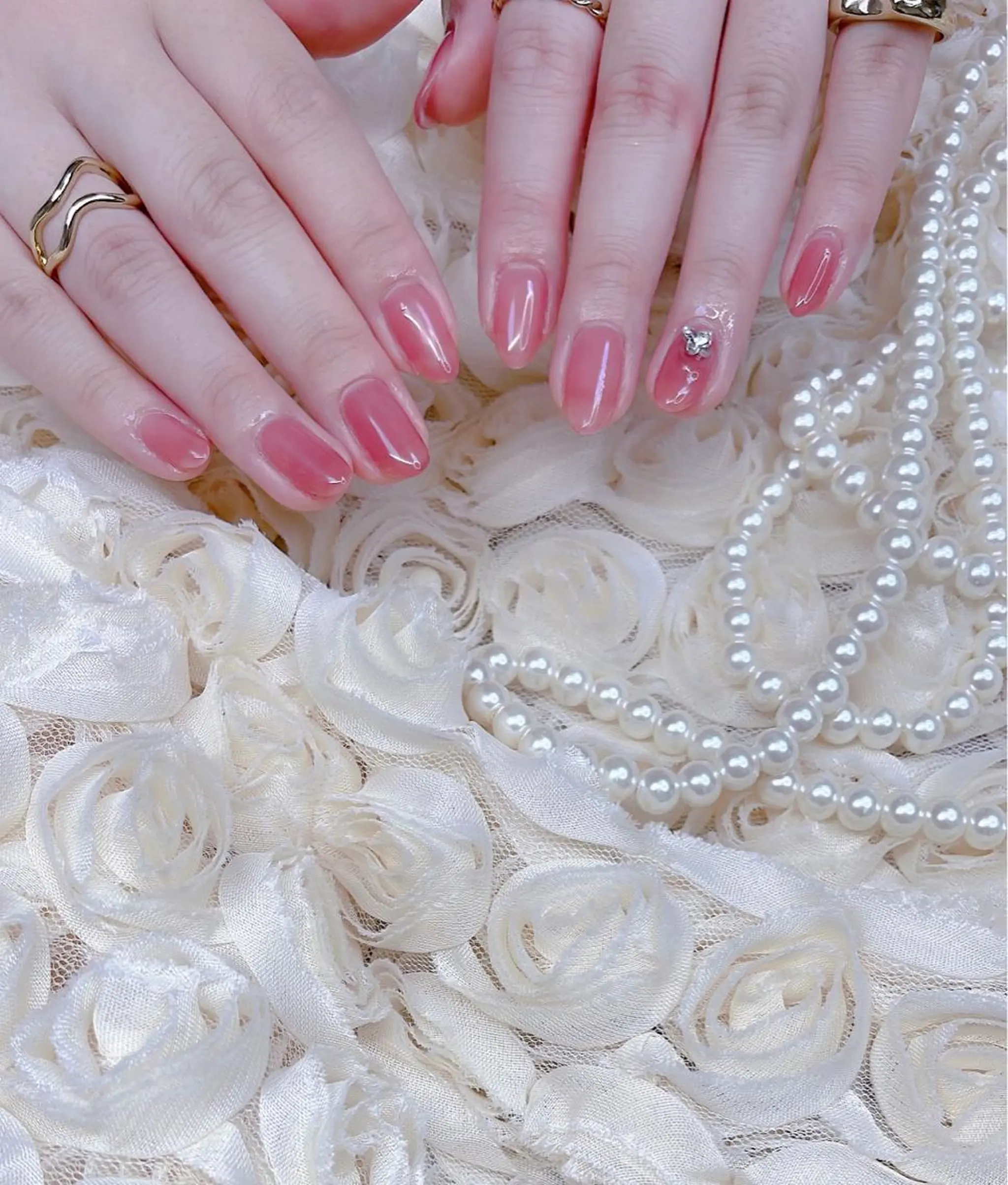 ミディアム ハンドネイル めぐみのネイルサロン スタッフ練習のネイルデザイン