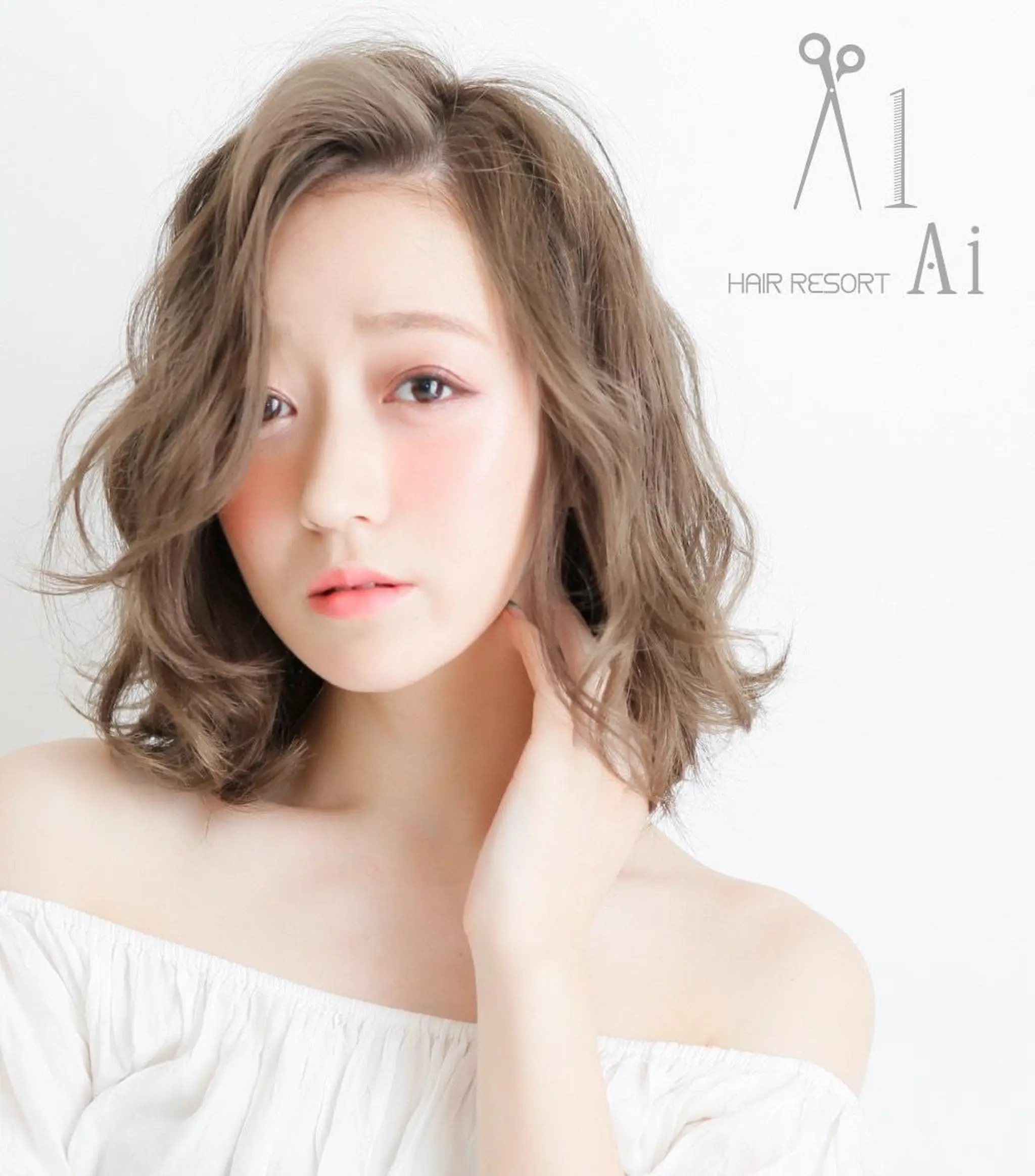 ミディアム カラー ベージュカラー ミルクティーベージュ メンズ特化パーマ 美容師/小泉賢徒のヘアスタイル