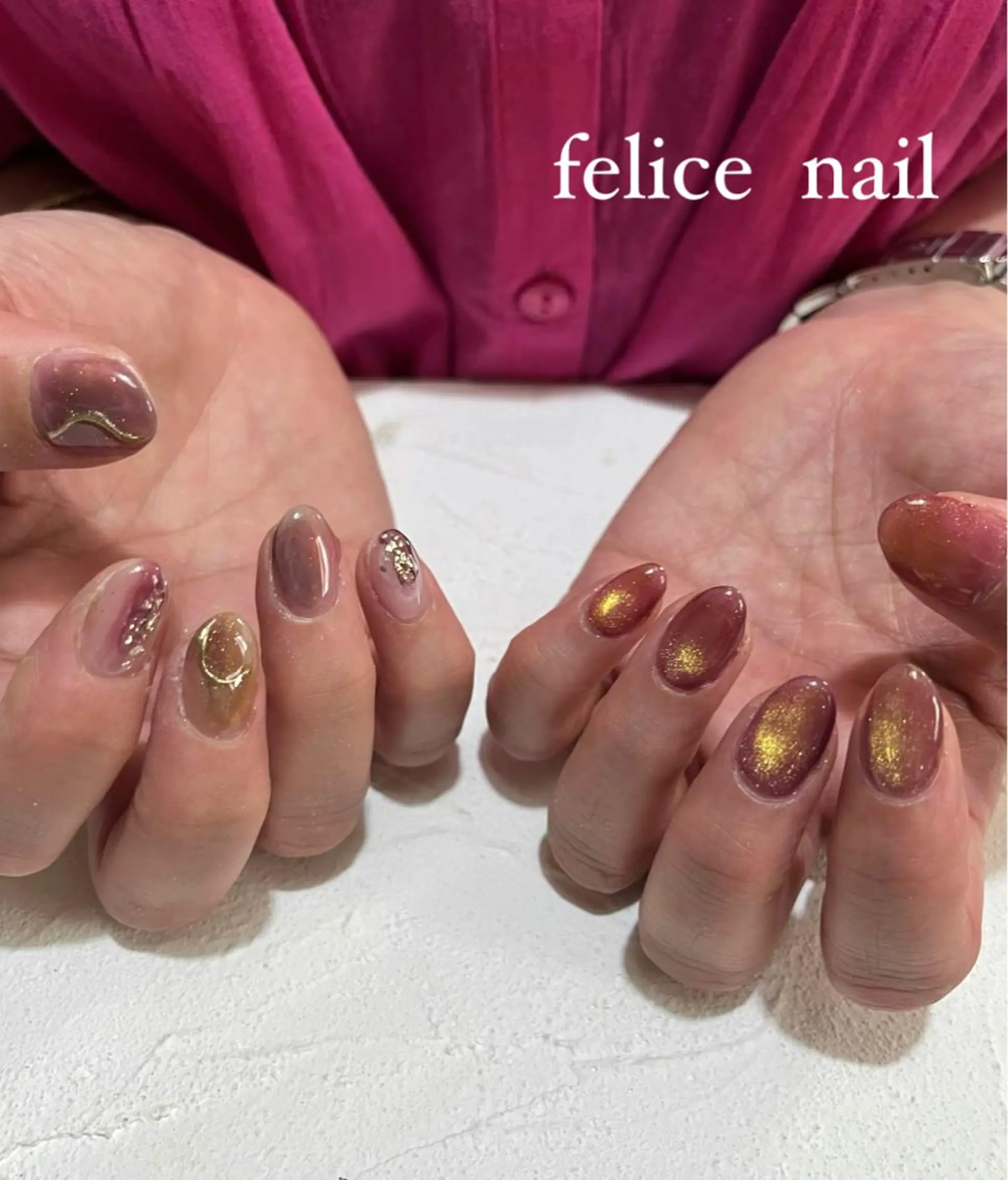 ネイル ジェルネイル マグネットネイル ニュアンスネイル オフィスネイル パラジェル felice nailのネイルデザイン
