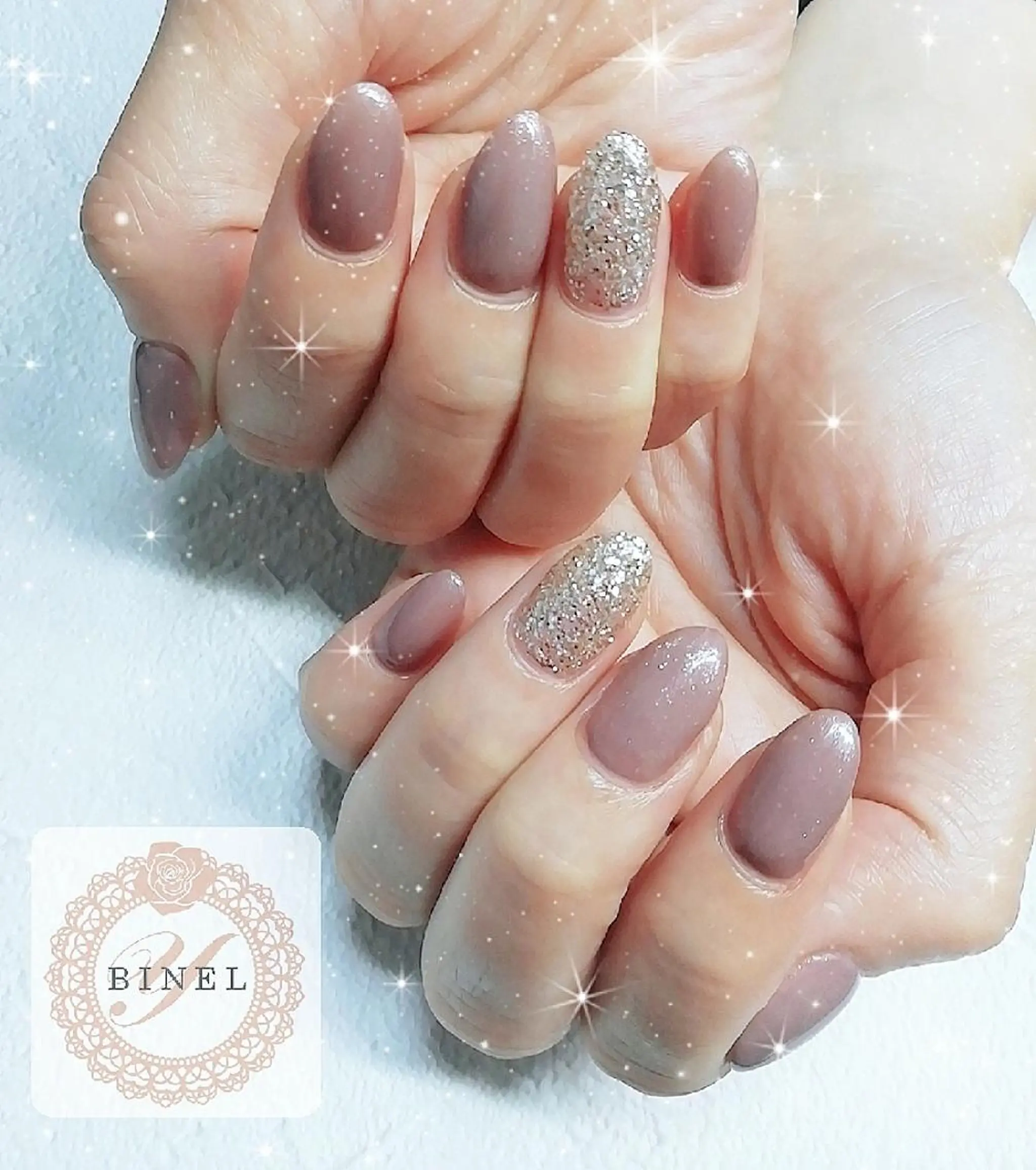 ネイル ラメ(グリッター) オフィスネイル ワンカラーネイル ハンドネイル Nail Salon Y.BINELのネイルデザイン