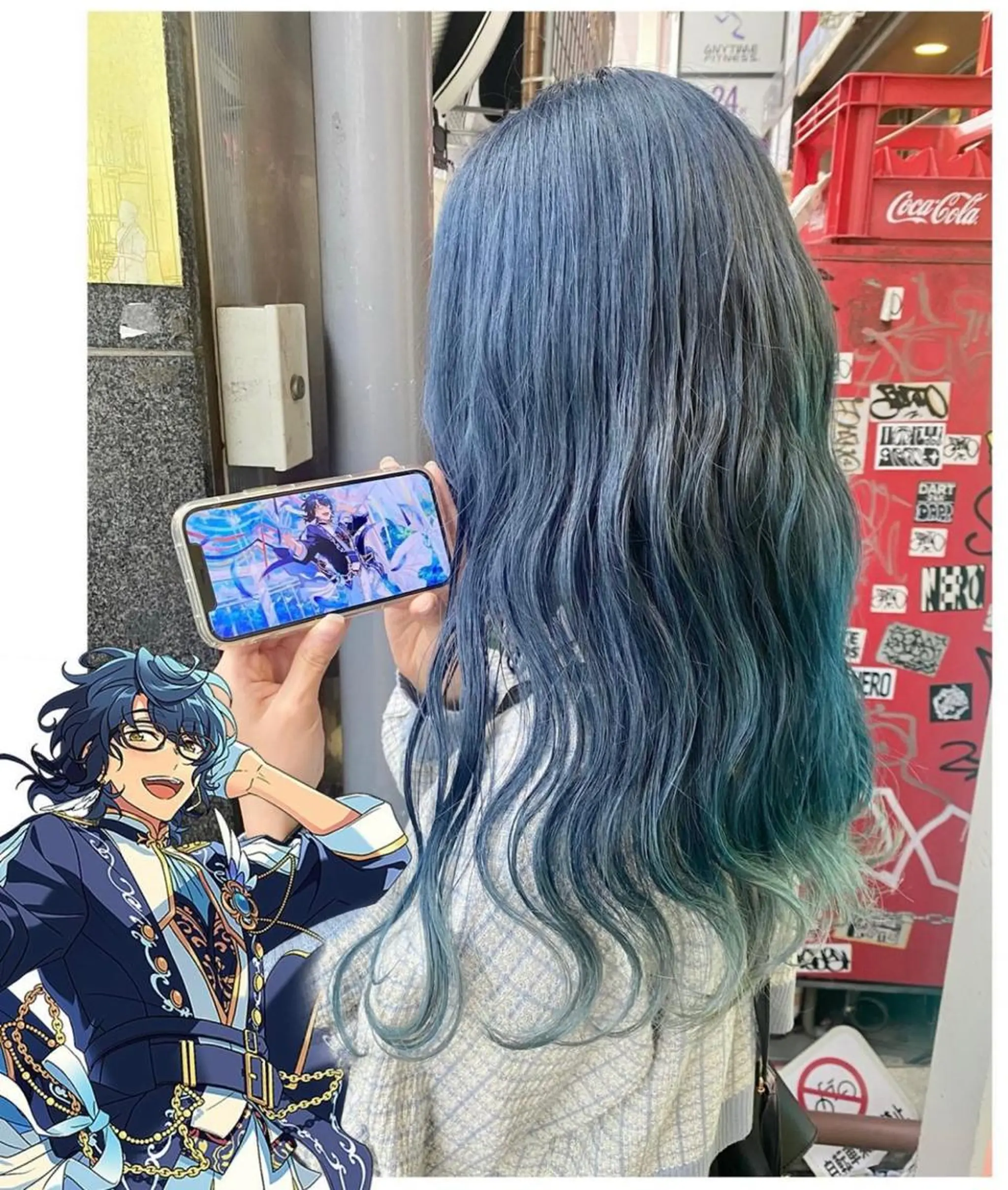 セミロング カラー ブルーカラー ヘアカラー TSUNO🦖 派手髪/オタク美容師のヘアスタイル
