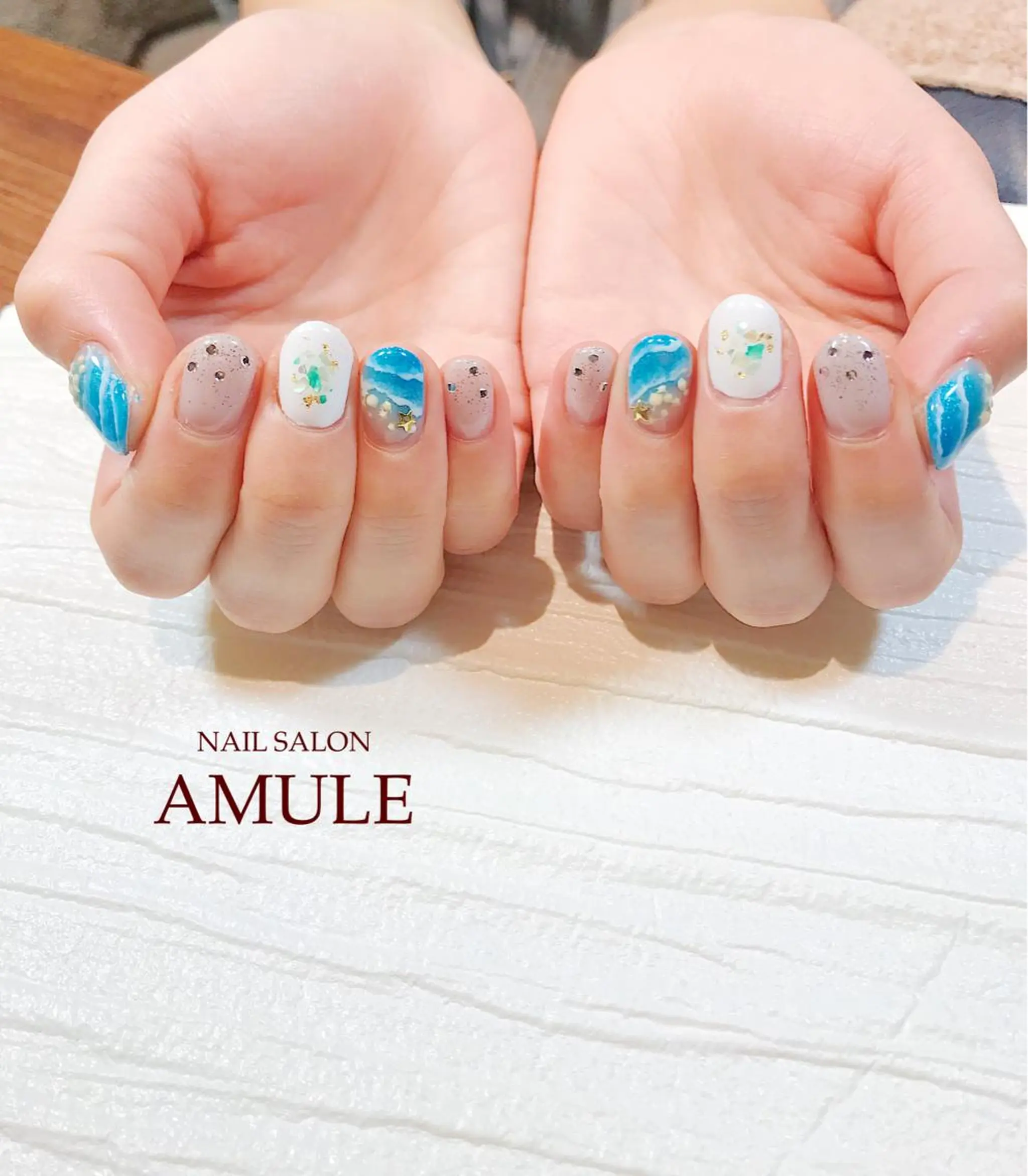 ネイル アートネイル 夏ネイル ハンドネイル NAILSALON AMULEのネイルデザイン
