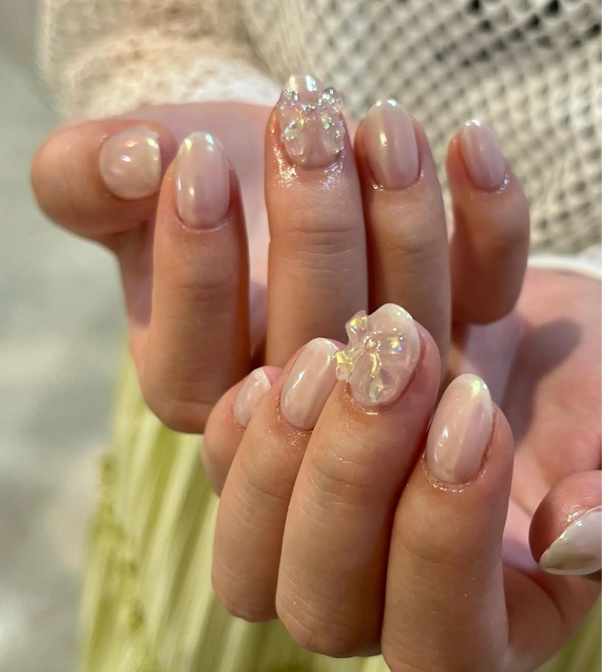 ネイル オーロラネイル ブルー ガーリー ハート キラキラネイル Para Sol nail　Maoのネイルデザイン