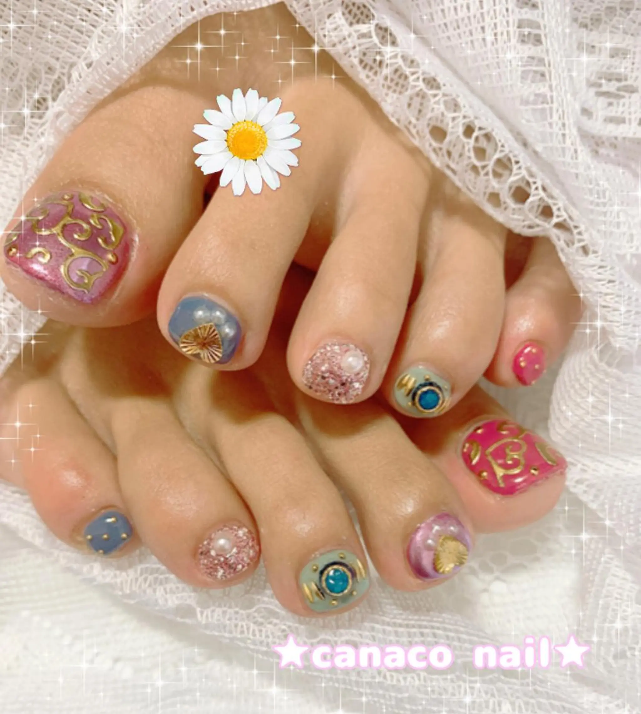 ネイル フットネイル ミラーネイル パープル ベテランネイル cnc nailのネイルデザイン