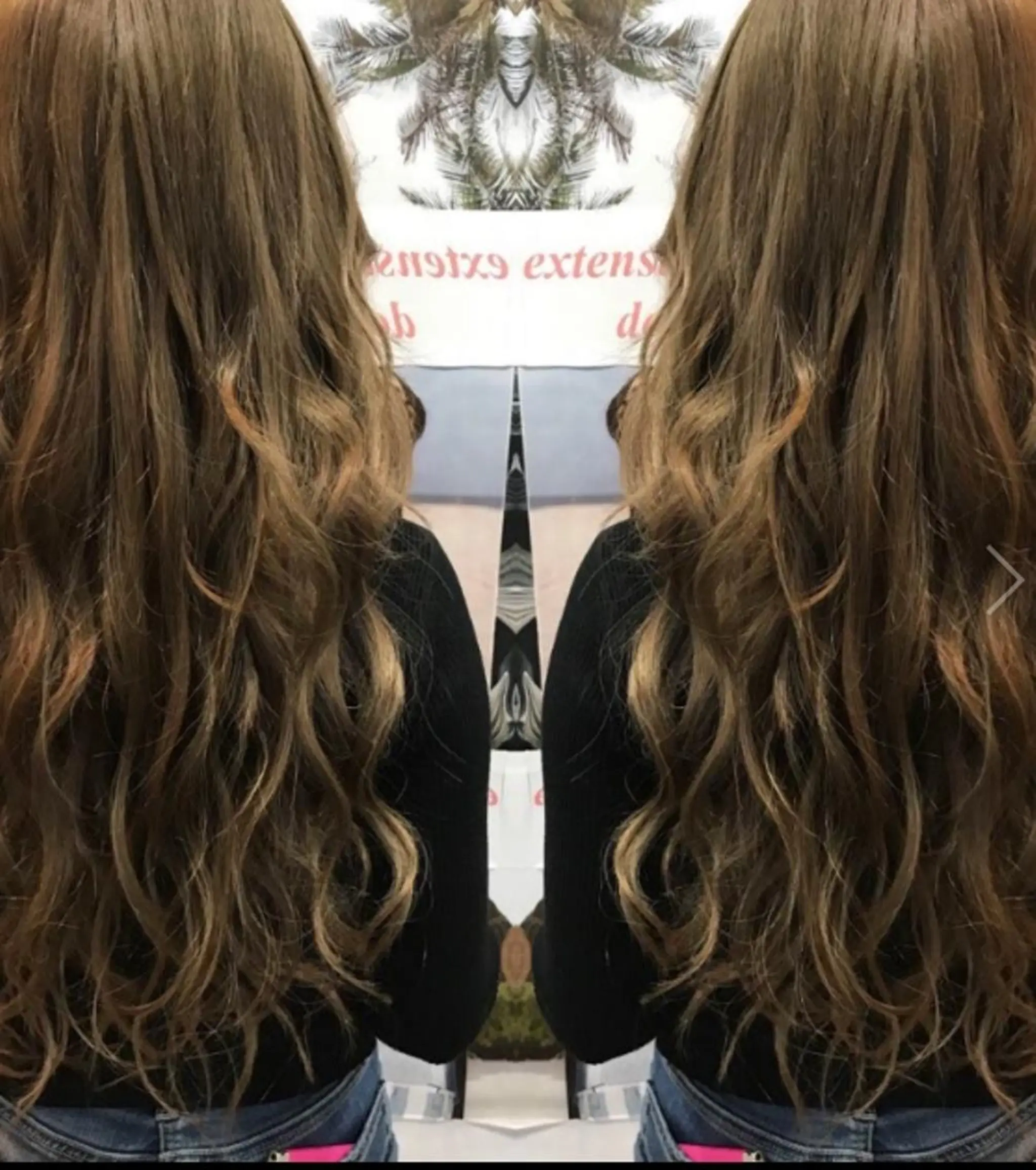 セミロング カラー パーマ ヘアアレンジ チビ編み込みエクステ シールEXどぅ〜すのヘアスタイル
