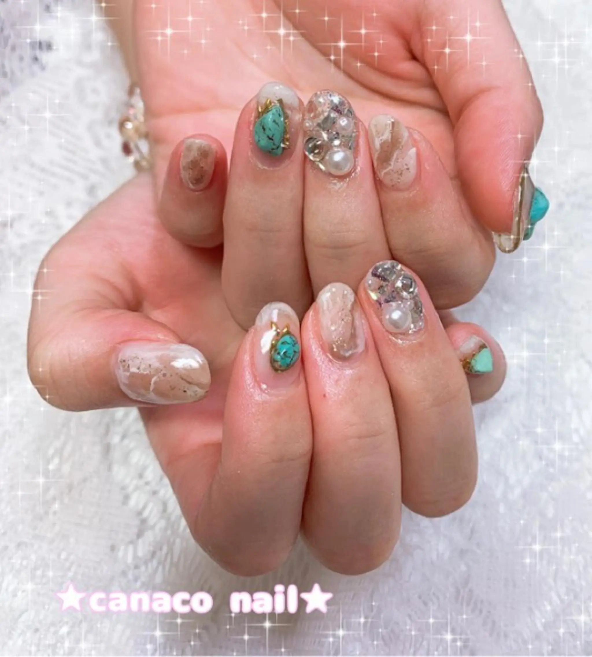 ネイル 大理石ネイル(マーブル) ストーンネイル ハンドネイル ハンドケア Felice所属・ベテランネイル cnc  nailのネイルデザイン