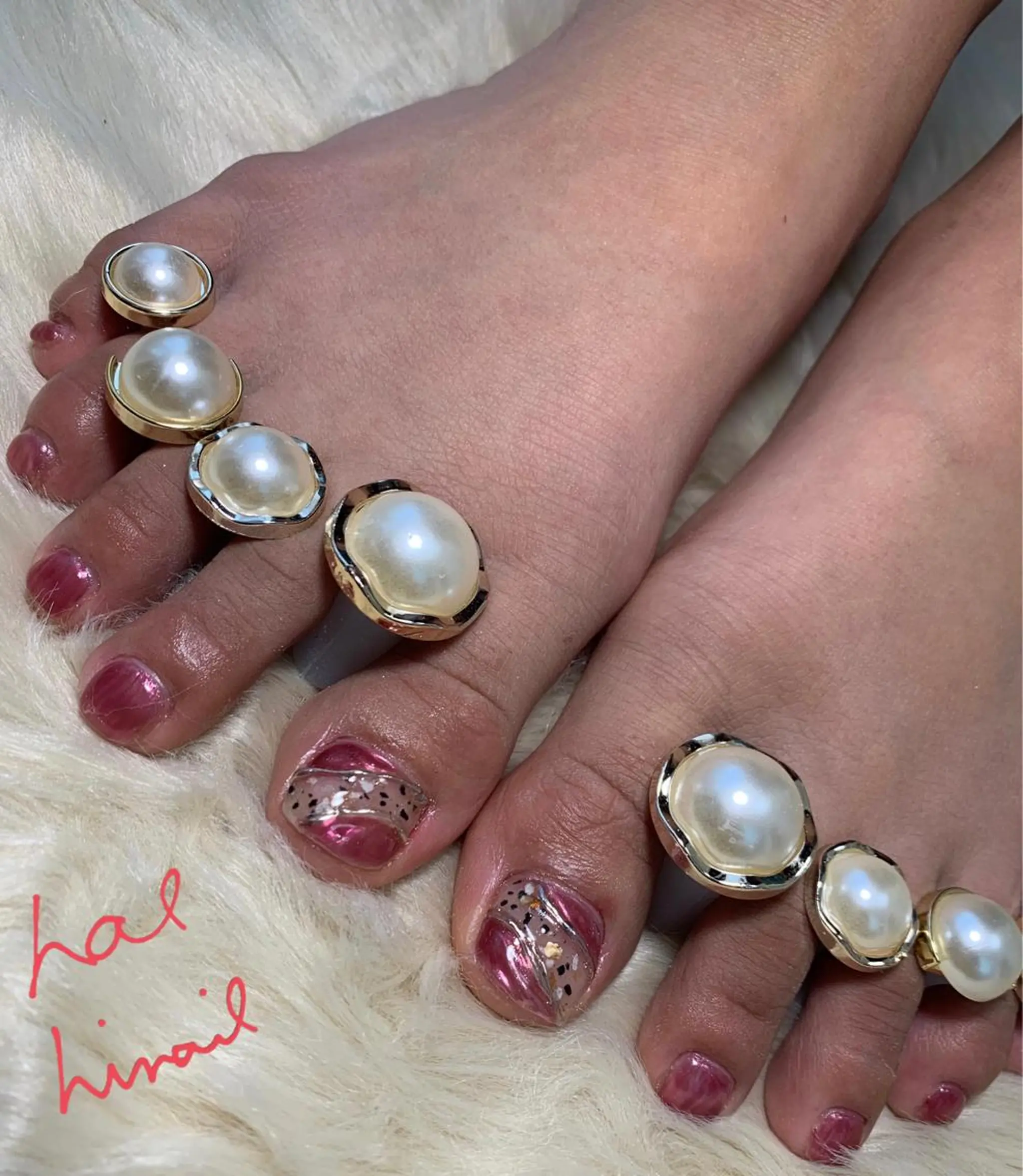 ネイル オーロラネイル フットネイル はるひな ねいるのネイルデザイン