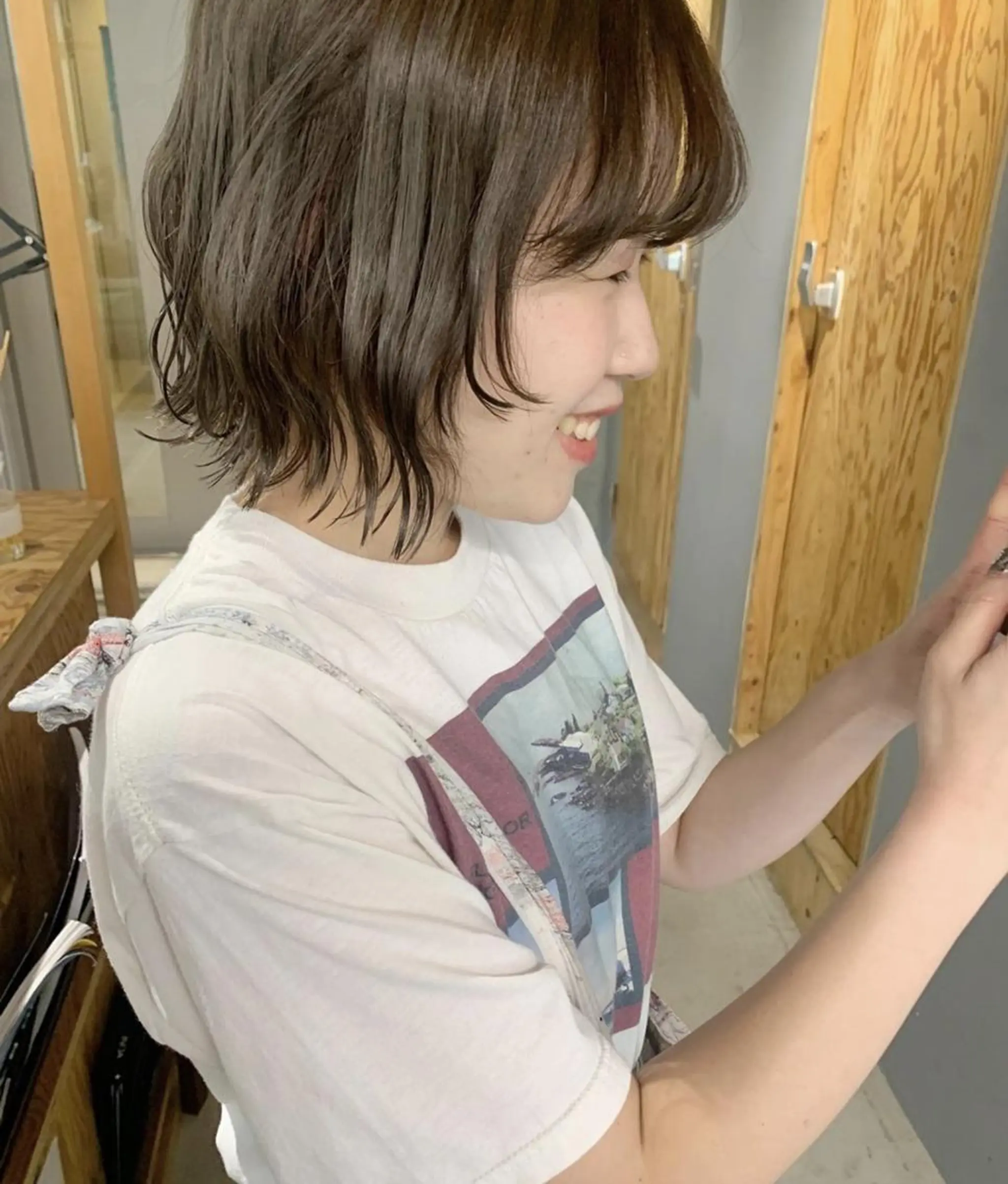 ミディアム カラー パーマ ミディアムパーマ バレイヤージュ ダブルカラー グラデーションカラー ハイライトカラー CEINE PATHのヘアスタイル