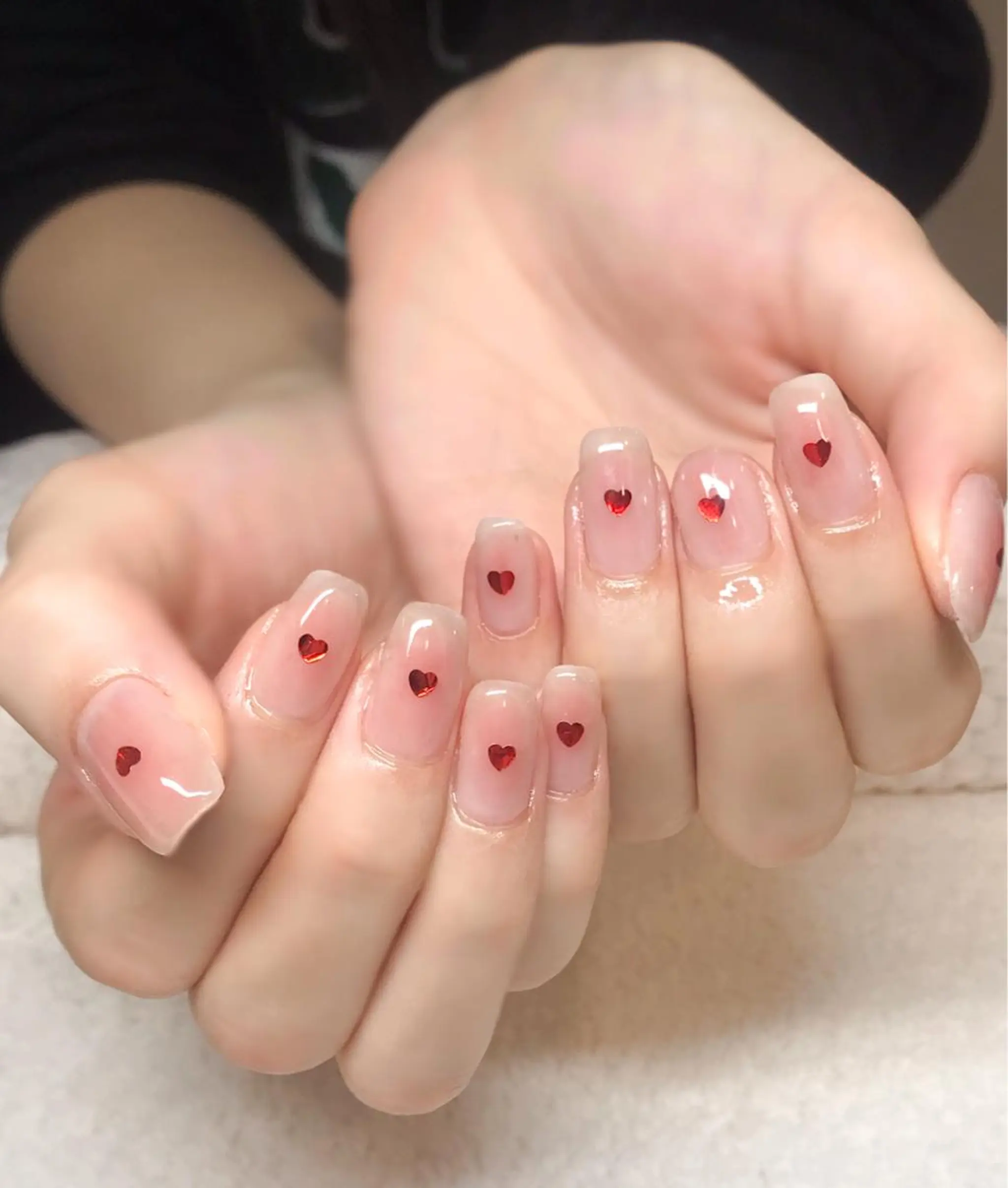 ネイル チークネイル ジェルネイル ハート ワンホンネイル Nyanco Nailのネイルデザイン