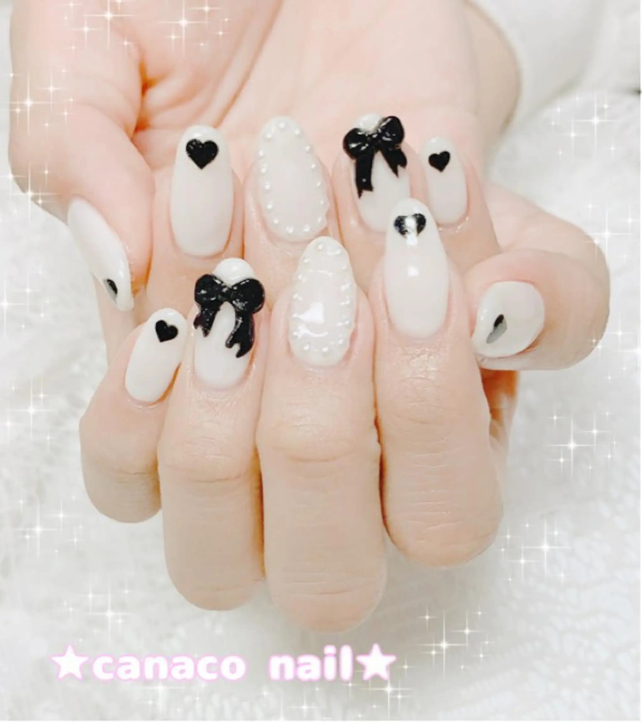 ネイル アートネイル ジェルネイル ハート パラジェル リボン ハンドネイル ハンドケア ベテランネイル cnc  nailのネイルデザイン