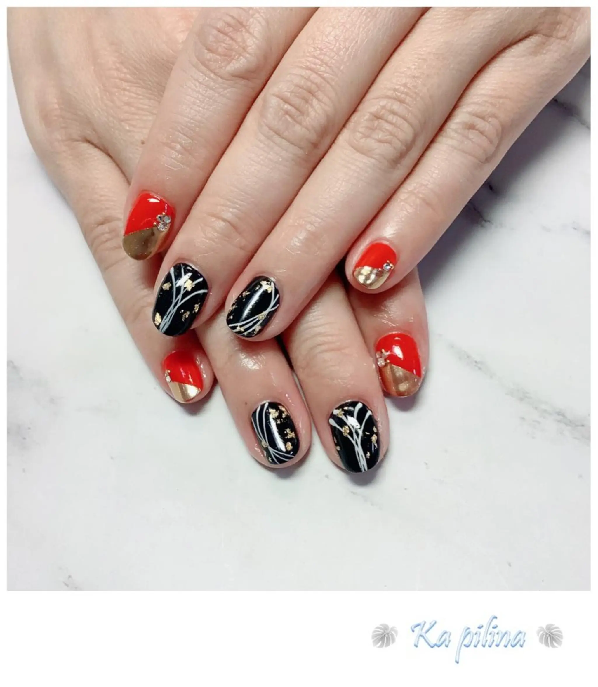 ネイル 成人式 赤色 Nail salon Ka pilinaのネイルデザイン