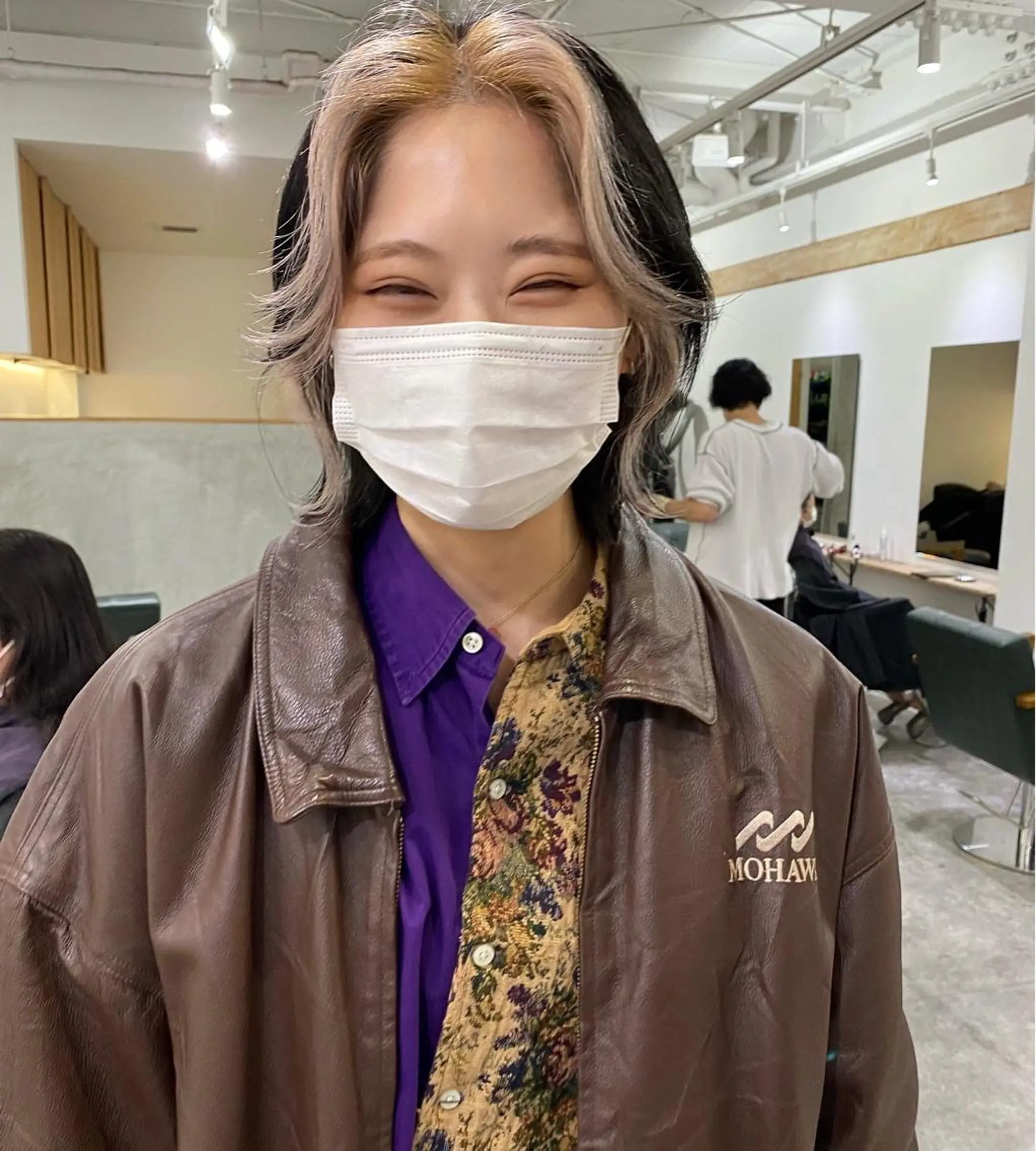 ショート カラー ミストバング  フェイスフレーミング カット ヘアカラー トリートメント 森貴裕/ベージュ/ パーマ/オリーブのヘアスタイル