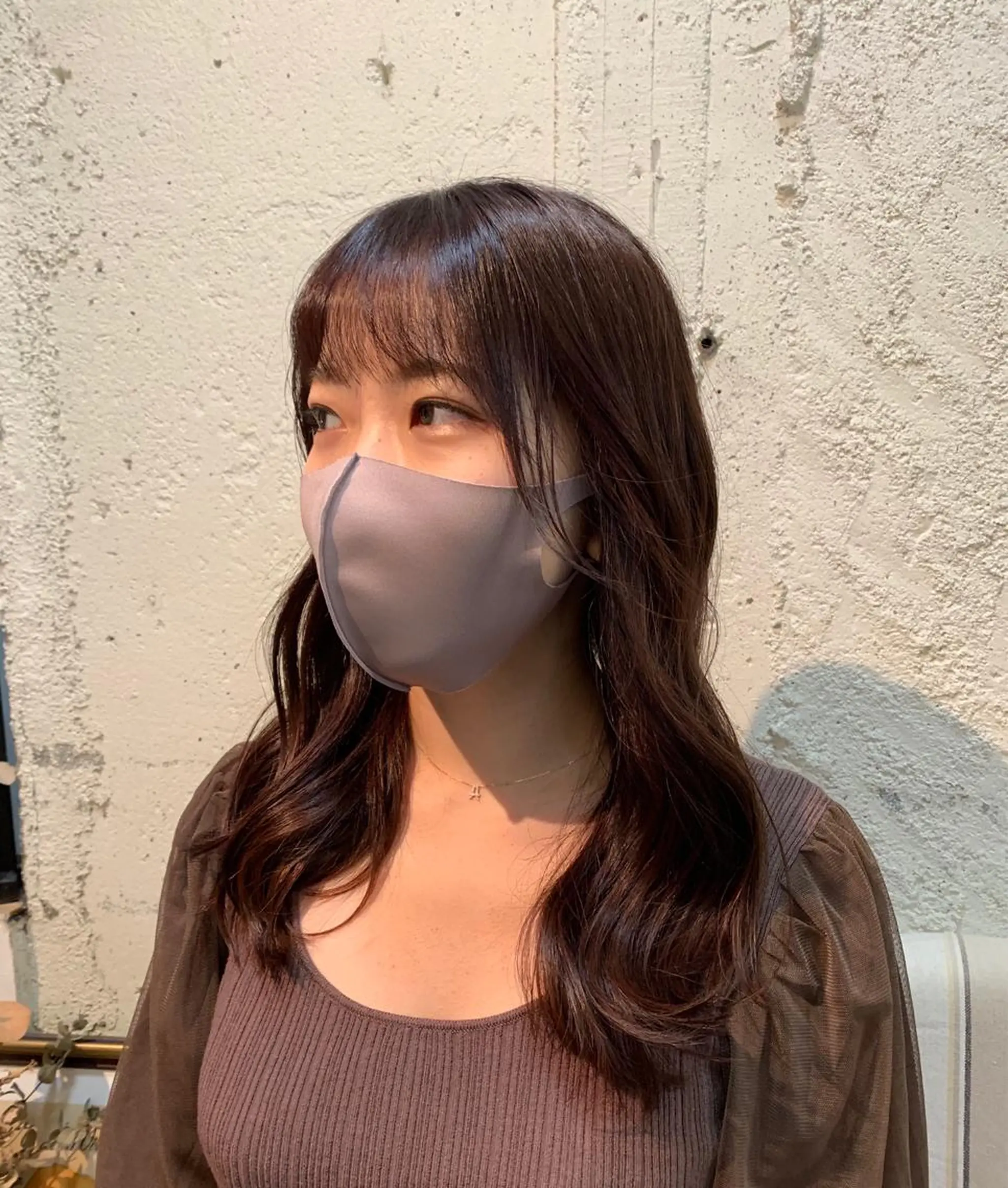 セミロング ピンクブラウン カット 髪質改善ストレート/ ブリーチ／渋谷　福田のヘアスタイル