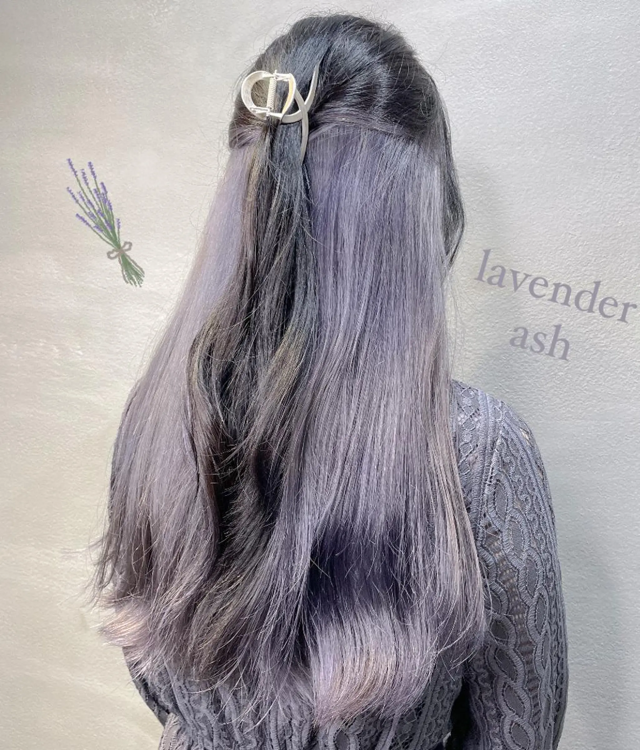 ロング カラー アッシュ 黒髪 グラデーションカラー ラベンダーカラー ラベンダーアッシュ 透明感カラー×小 顔レイヤー♡ヒデさんのヘアスタイル
