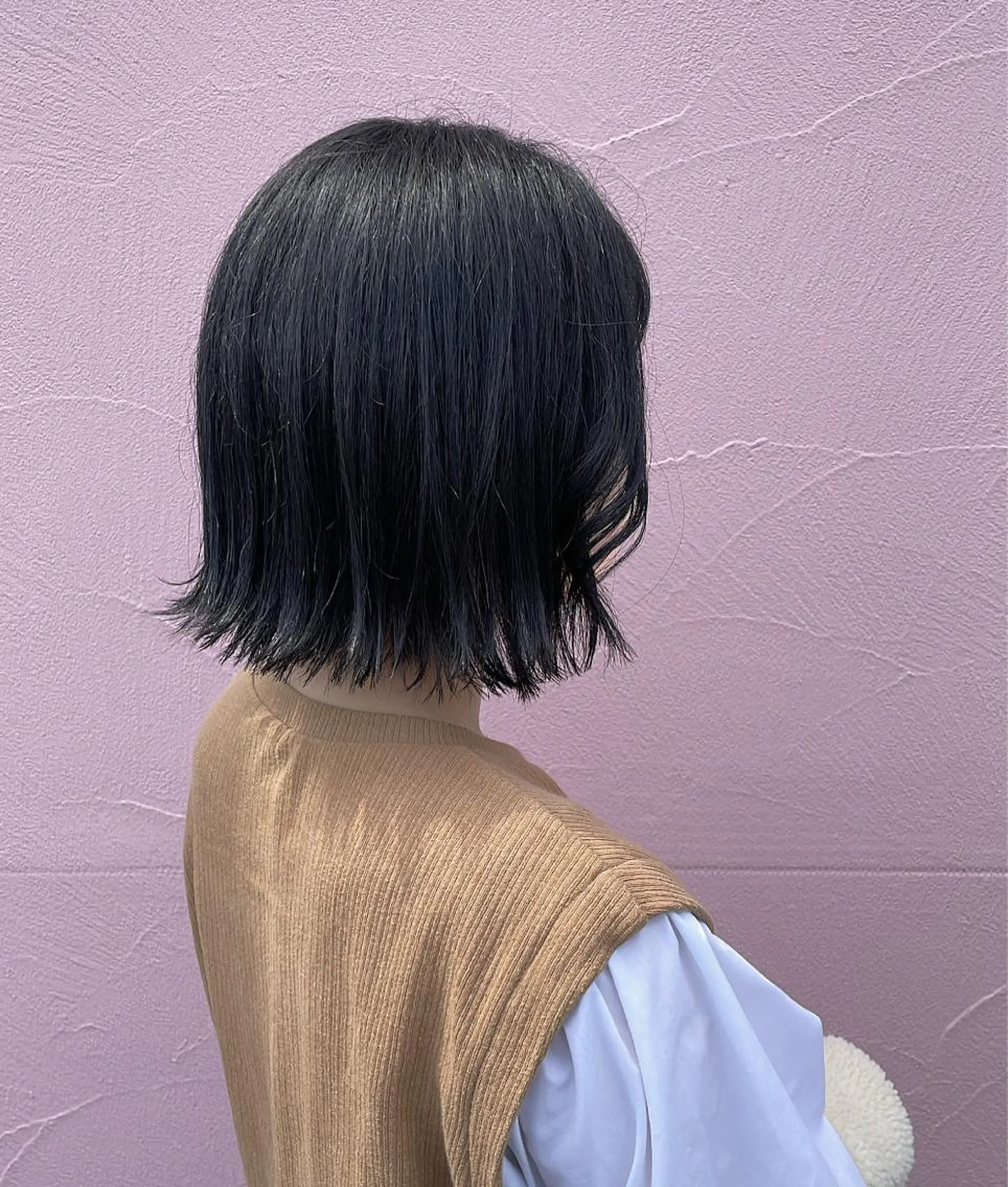 カラー 黒髪 ブルーカラー ブルーブラック ブリーチ/韓国 💫ひなた💫のヘアスタイル