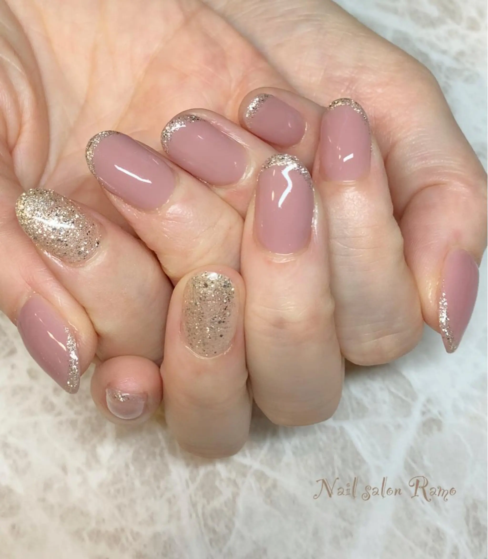 ネイル アートネイル ブルー ジェルネイル ラメ(グリッター) ワンカラーネイル Nail salon Ramo所属・松田 祥子のネイルデザイン