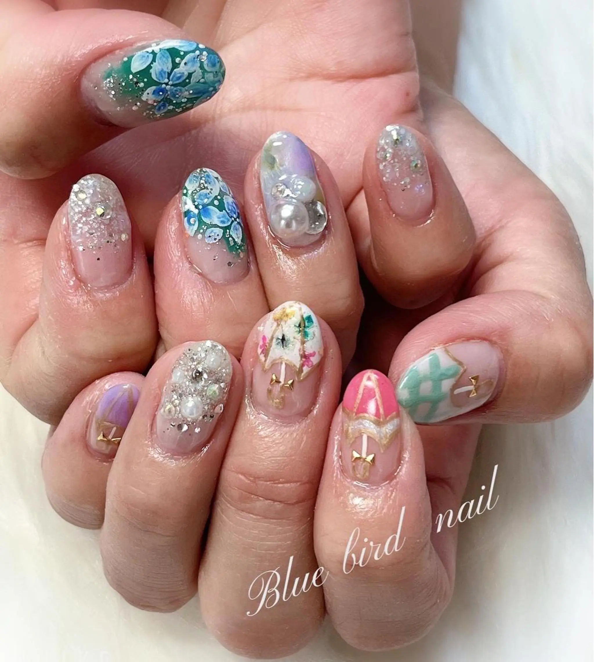 ネイル ハンドネイル Blue bird  nailのネイルデザイン