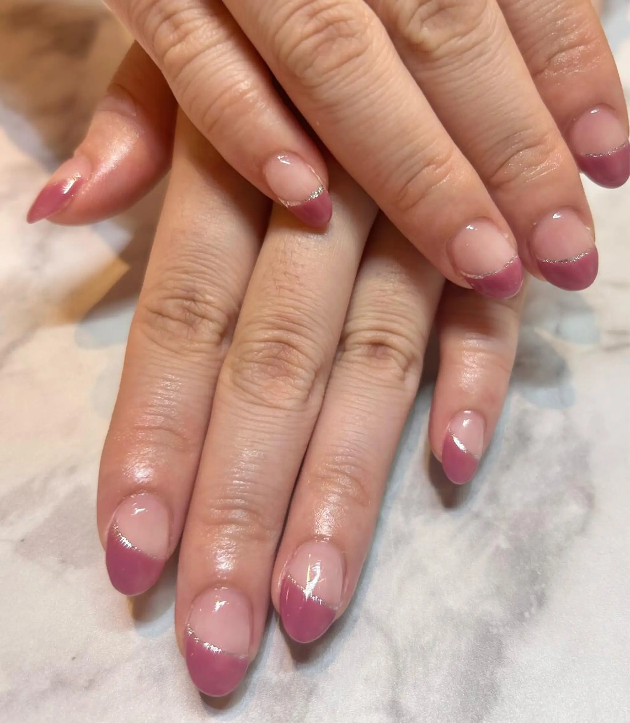 ネイル フレンチネイル 斜めフレンチ ハンドネイル Bianca栄店 みさとのネイルデザイン