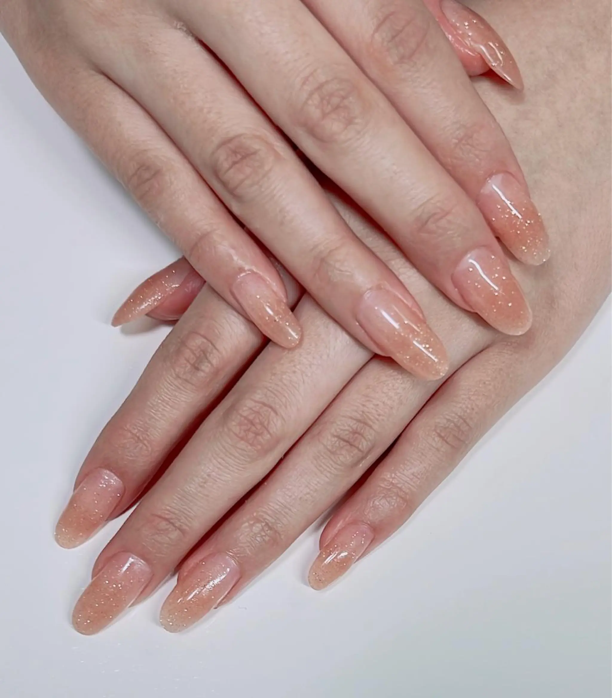 ネイル ゴールド ラメ(グリッター) ワンカラーネイル オレンジ ハンドネイル plaisir所属・plaisir プレジールネイルのネイルデザイン