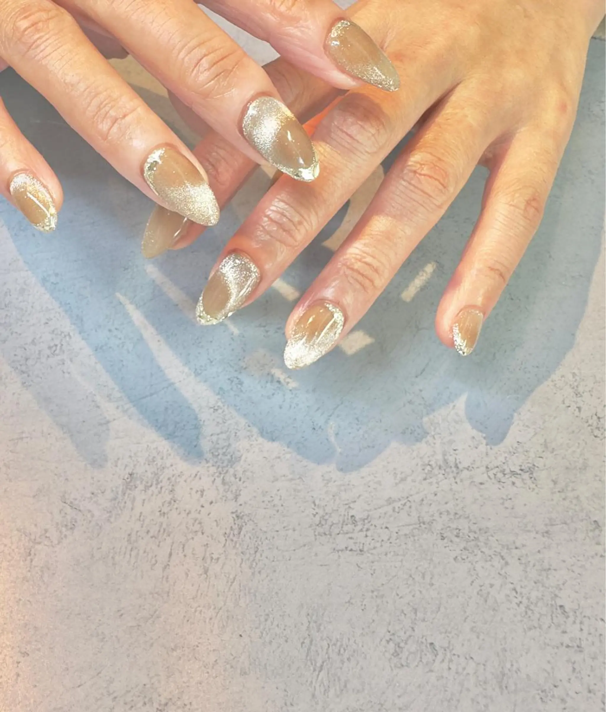 ネイル 長さ出し フレンチネイル ガラスフレンチ マグネットネイル 持ち込み ハンドネイル Baden Nail ﾊﾞ-ﾃﾞﾝ ﾈｲﾙのネイルデザイン