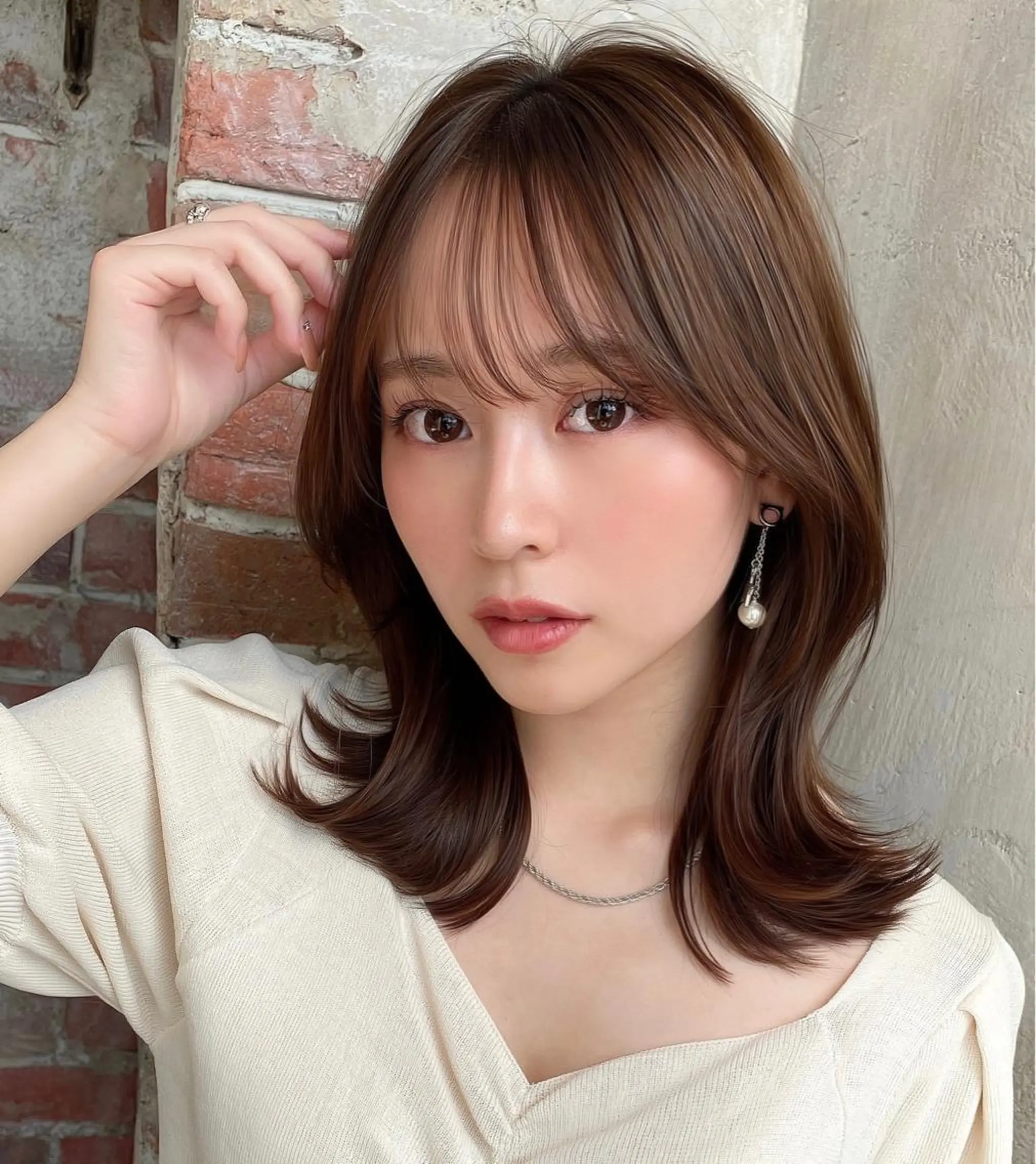 ミディアム くびれヘア 髪質改善 縮毛矯正 🧡くびれヘア/前髪 顔周り🧡久原結衣のヘアスタイル