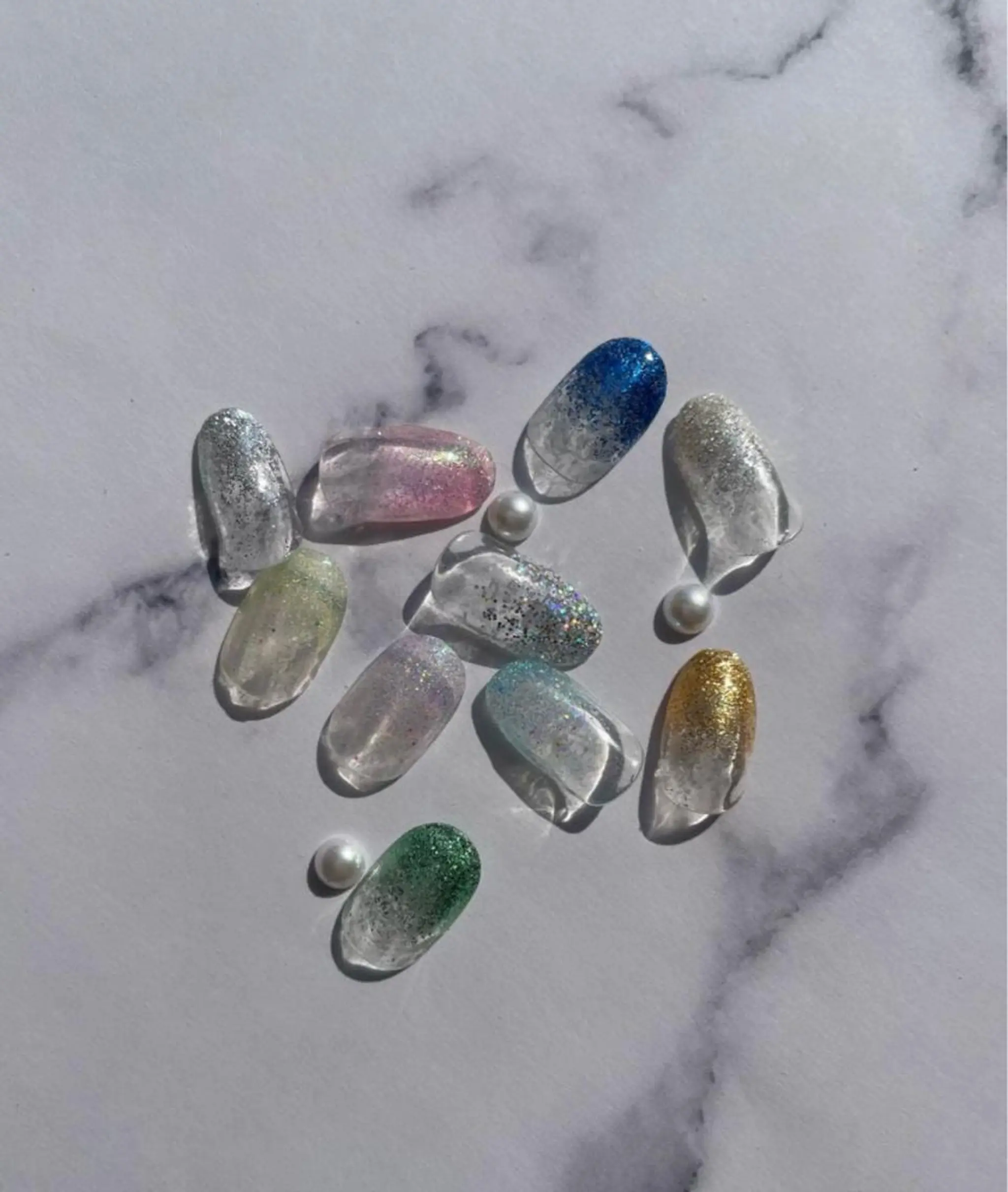 パーマ ネイル ハンドネイル オーシャン ネイルのネイルデザイン