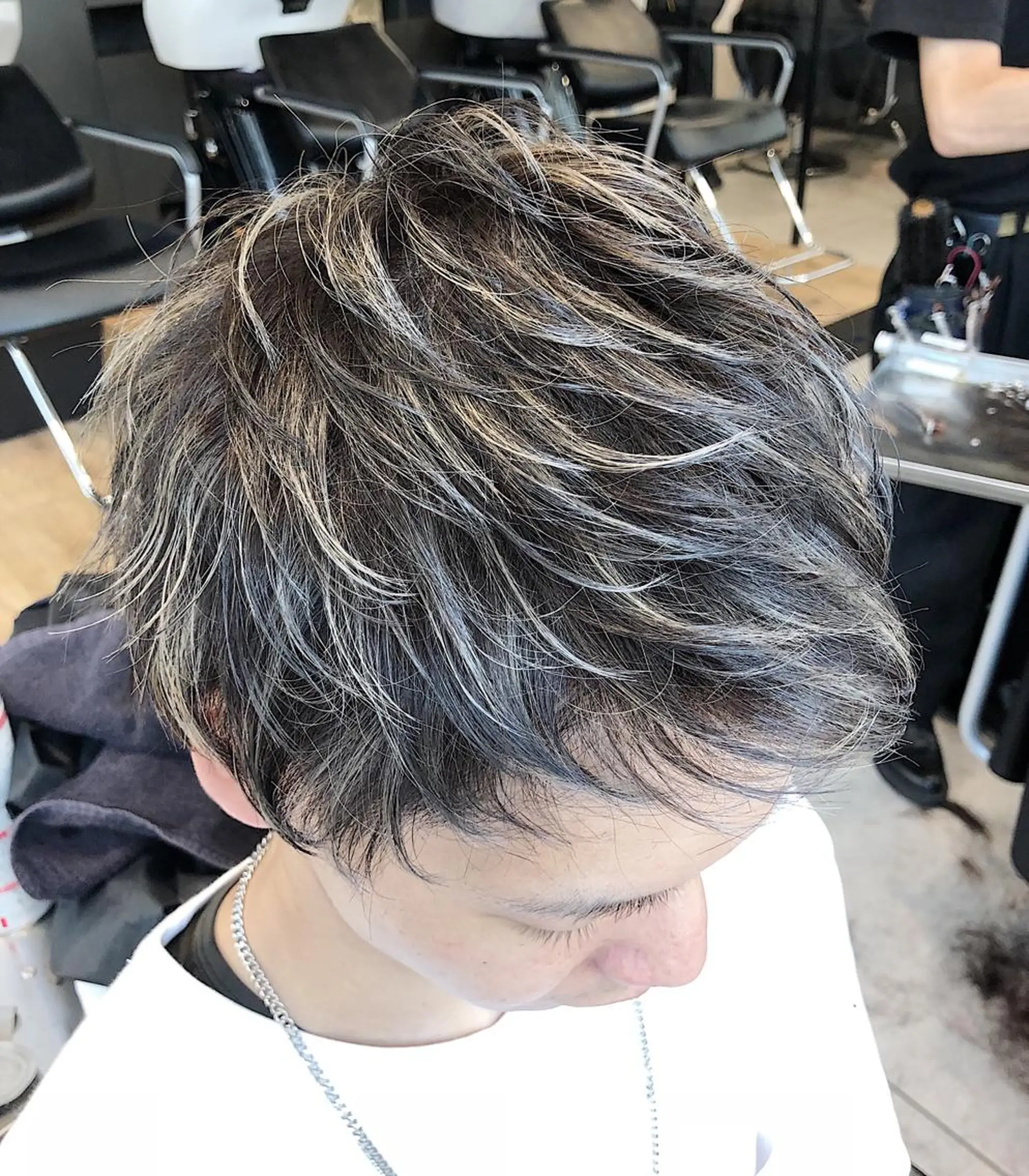 ショート カラー メンズ メンズハイライト ハイライトカラー ハイライト ノンダメージ髪質改善 カラー💎/KURAのヘアスタイル