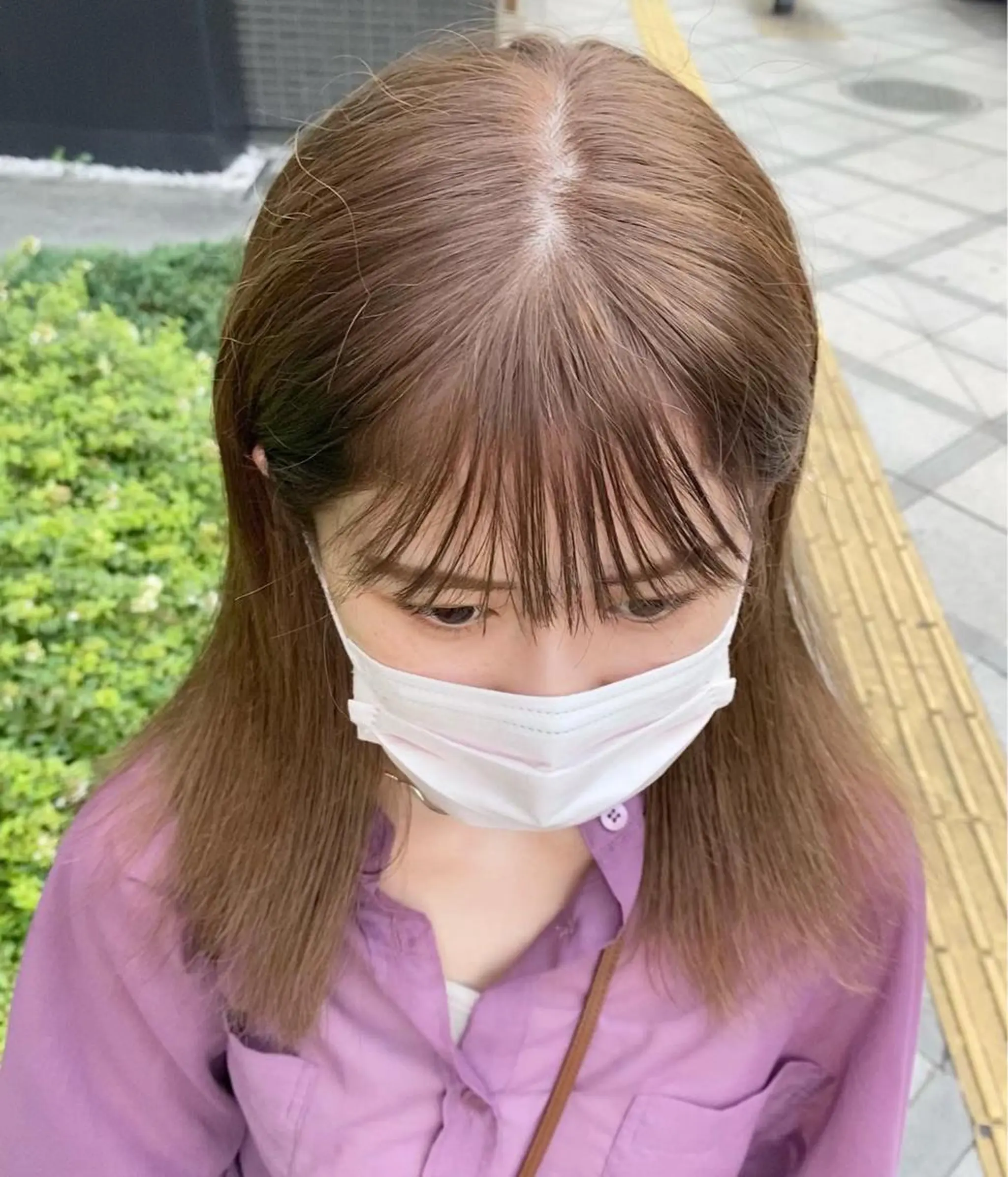 ミディアム デザインカラー/ボブ ブリーチカラー/ユリのヘアスタイル