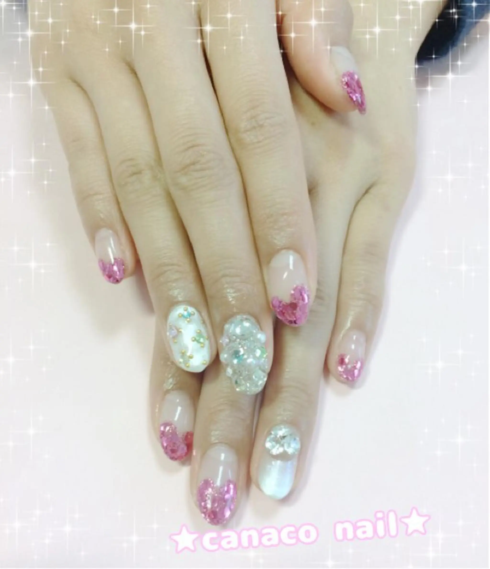 ネイル ストーンネイル ハンドネイル ハンドケア ベテランネイル cnc  nailのネイルデザイン