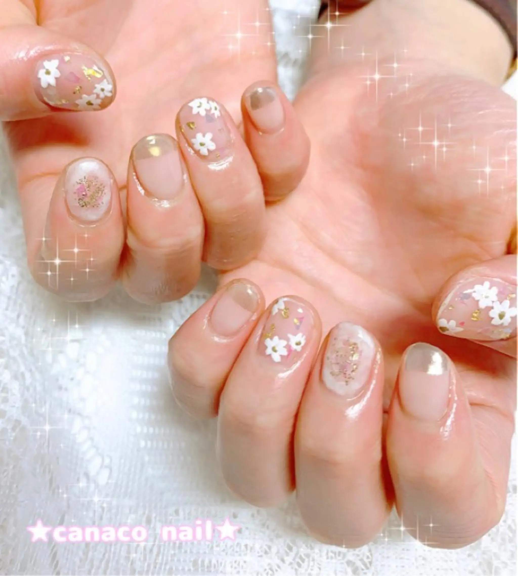 ネイル クリアネイル ガーリー ハンドネイル ハンドケア Felice所属・ベテランネイル cnc  nailのネイルデザイン