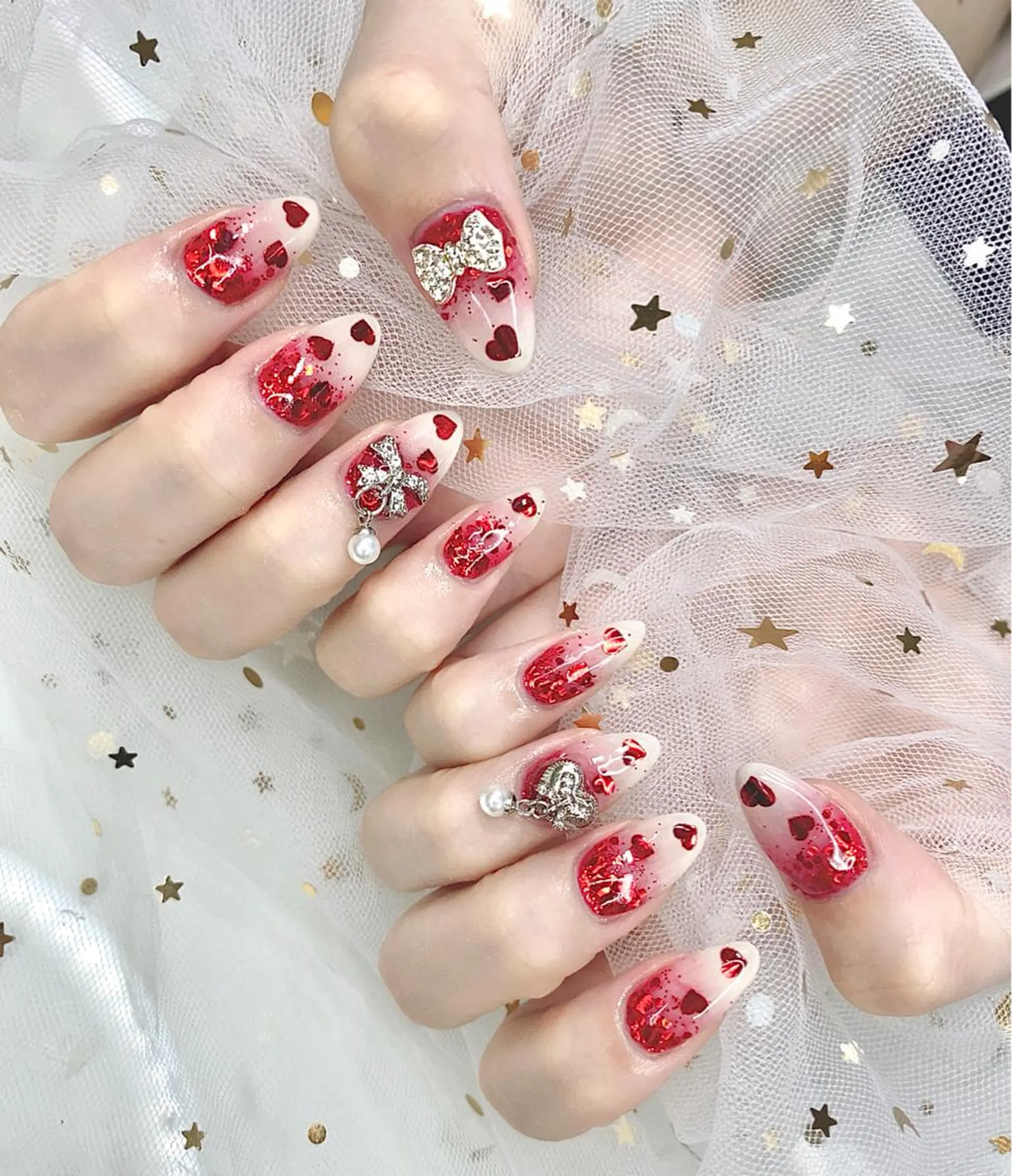 ネイル I-nailロング /ワンホン/キラキラのネイルデザイン