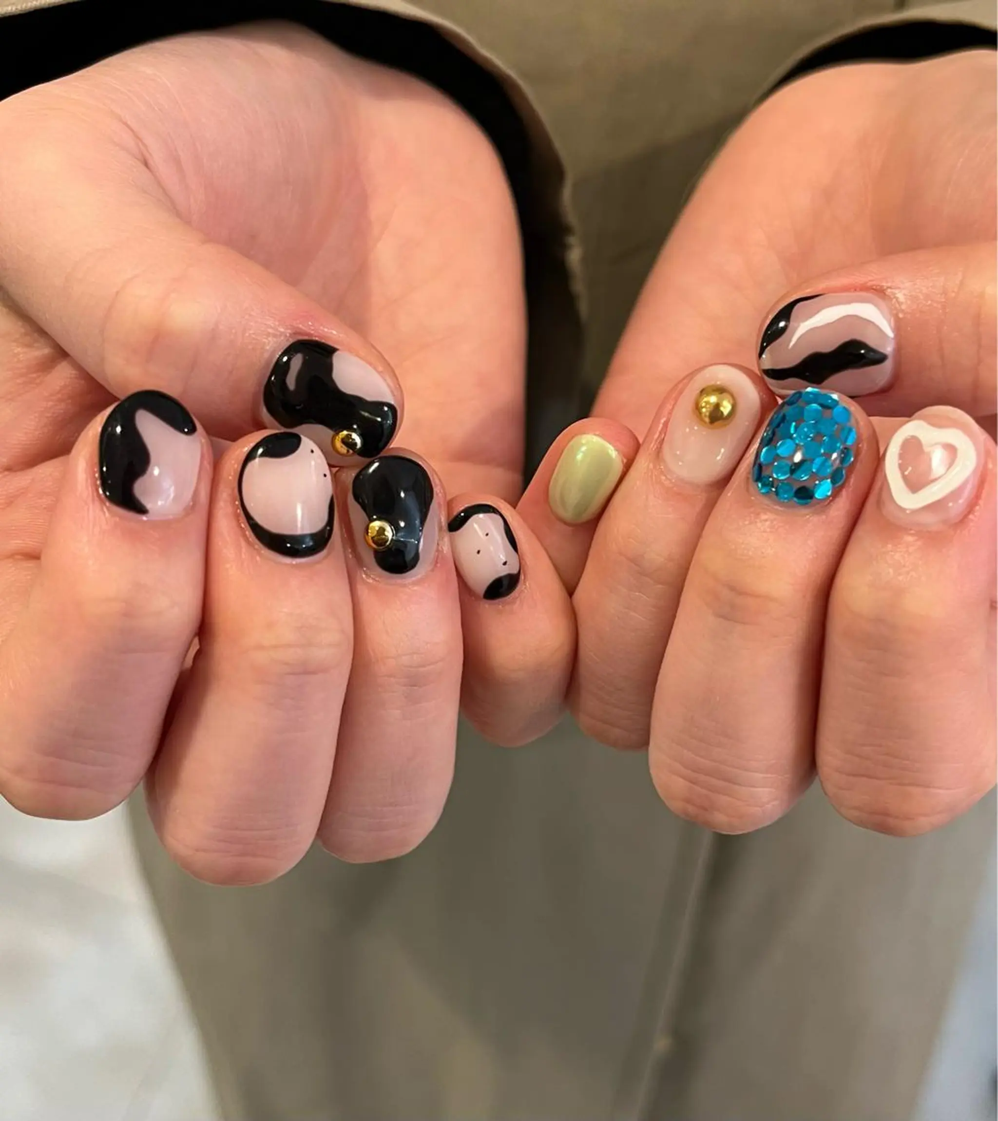 ネイル オーロラネイル グラデーション ハート キラキラネイル 韓国ネイル Para Sol nail　Maoのネイルデザイン