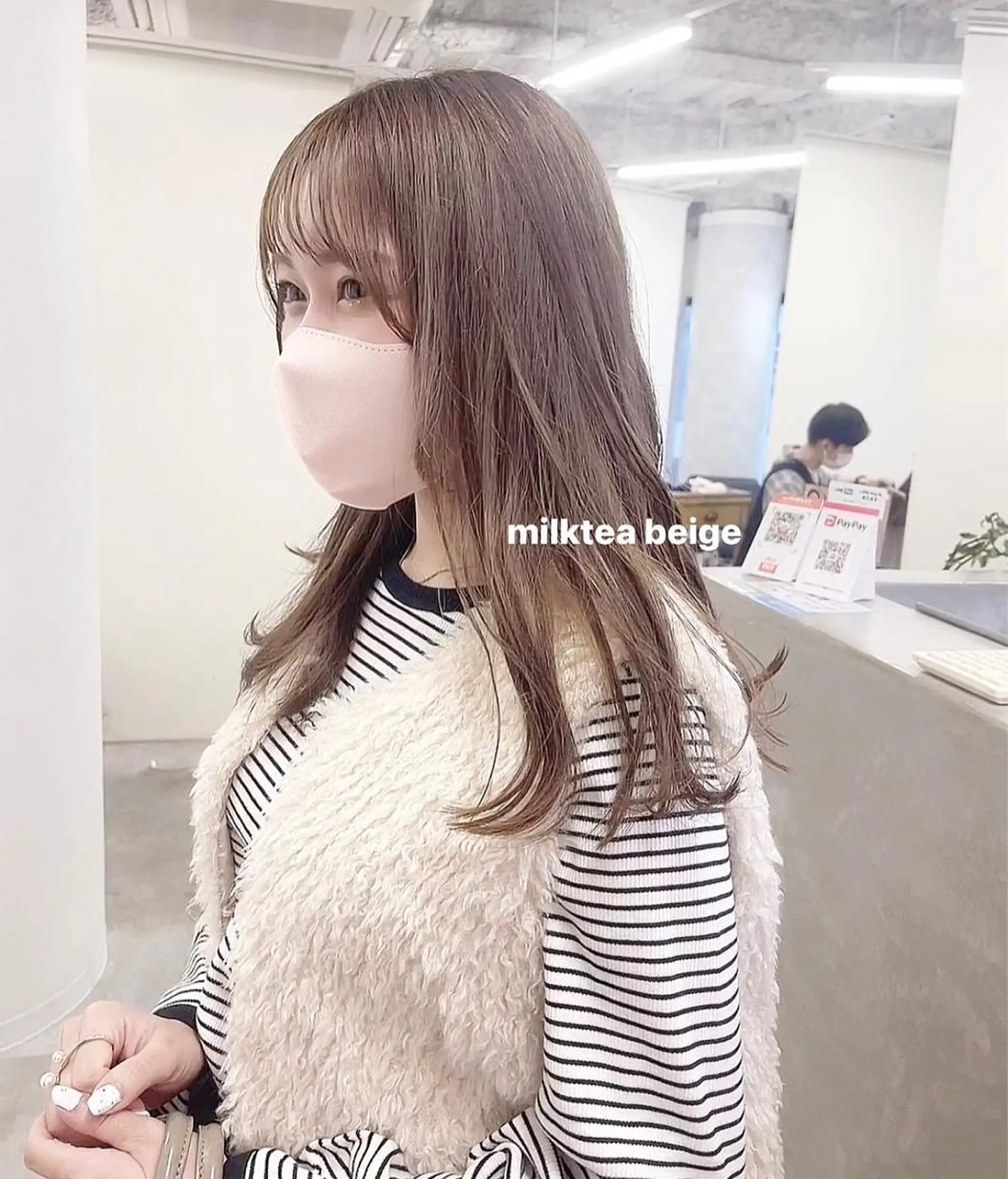 ミディアム カラー カット ヘアカラー トリートメント misaki🎀 まろみ透け感カラーのヘアスタイル