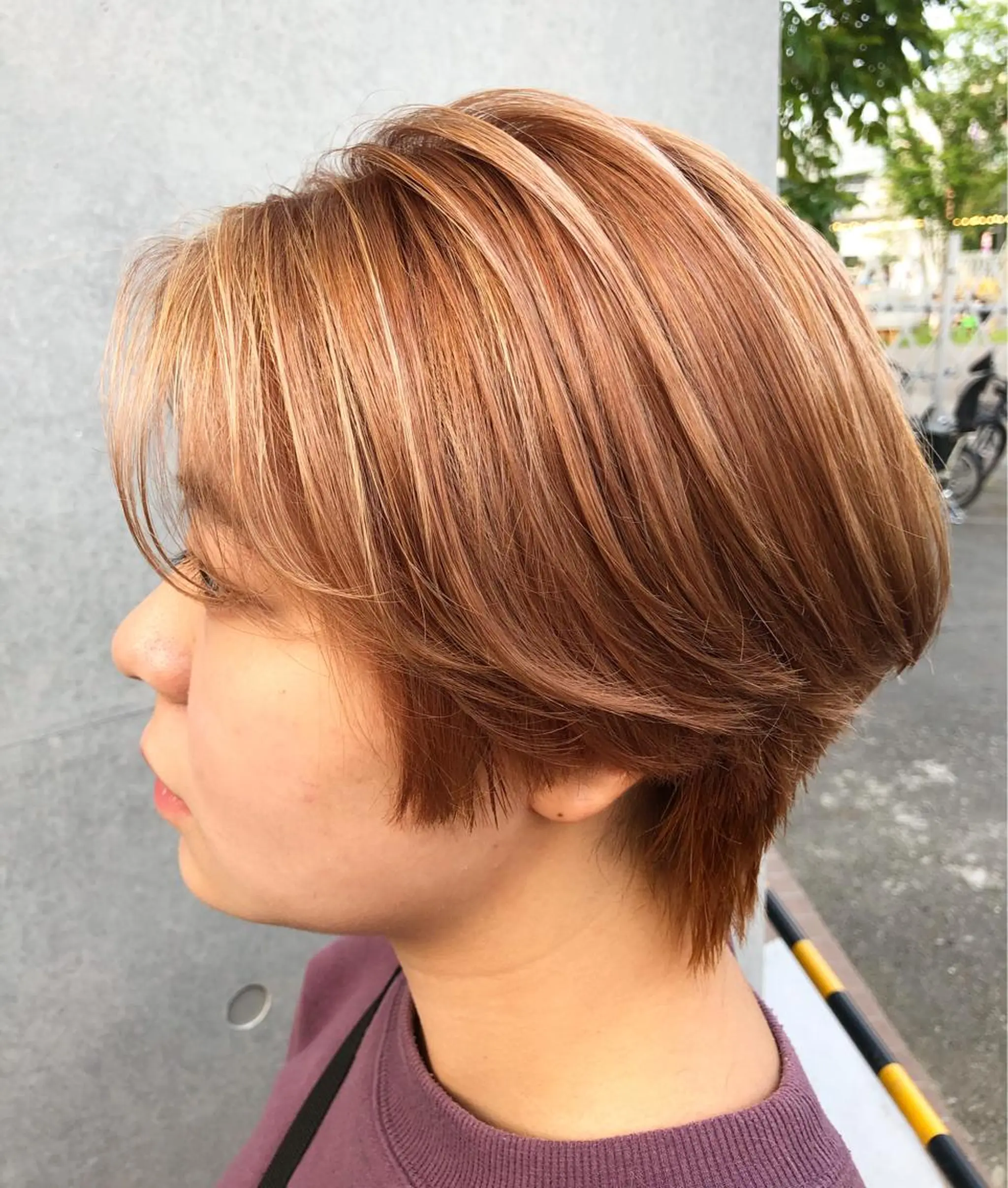 ショート カラー ベージュカラー ハイライトカラー ピンクカラー ピンクベージュ ハイライト カット くまがい みゆ【edge.】のヘアスタイル