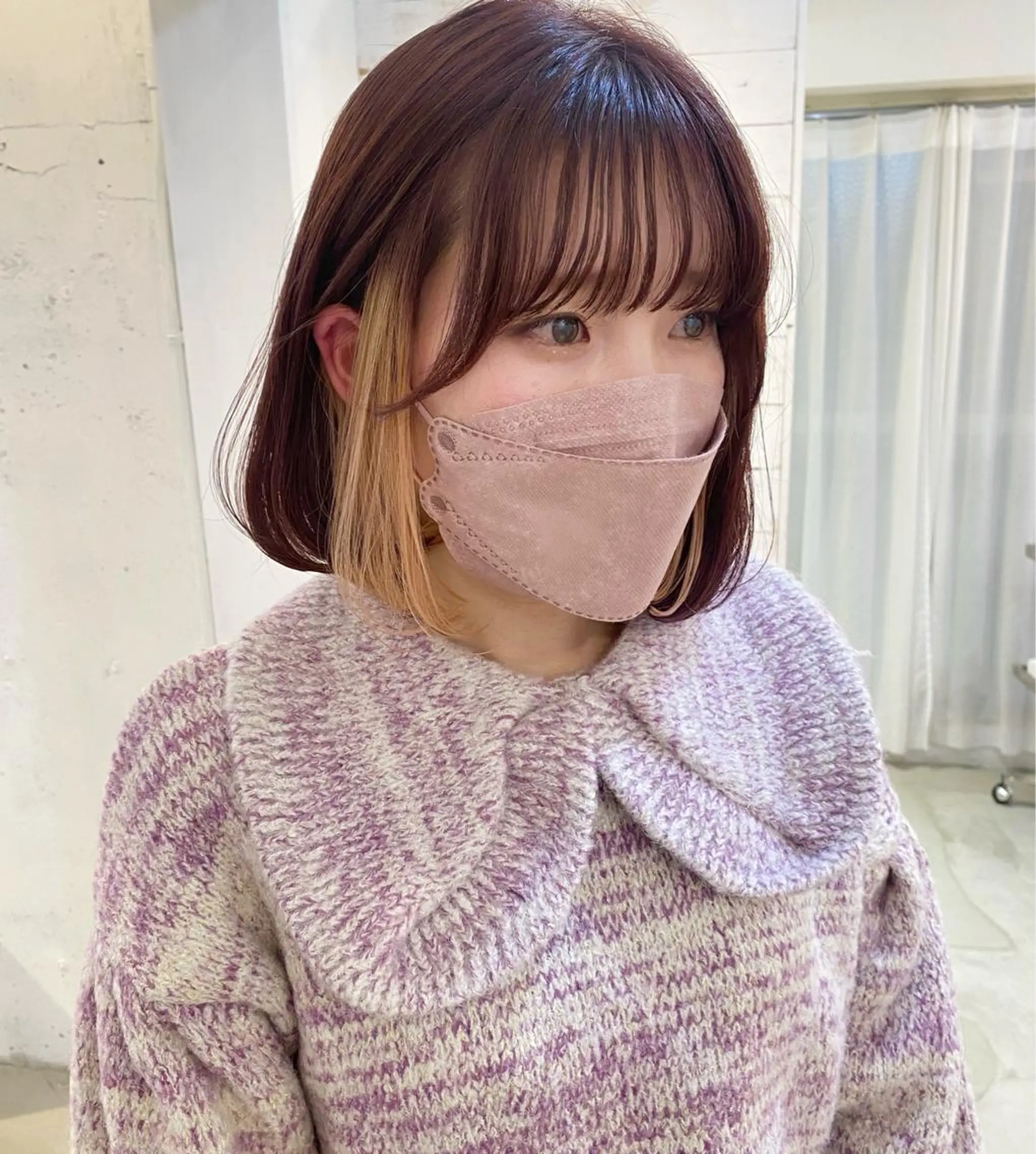 セミロング カラー ブリーチ ケアブリーチ インナーカラー ピンクカラー 髪質改善 ブリーチなしカラー ダブルカラーエクステのヘアスタイル