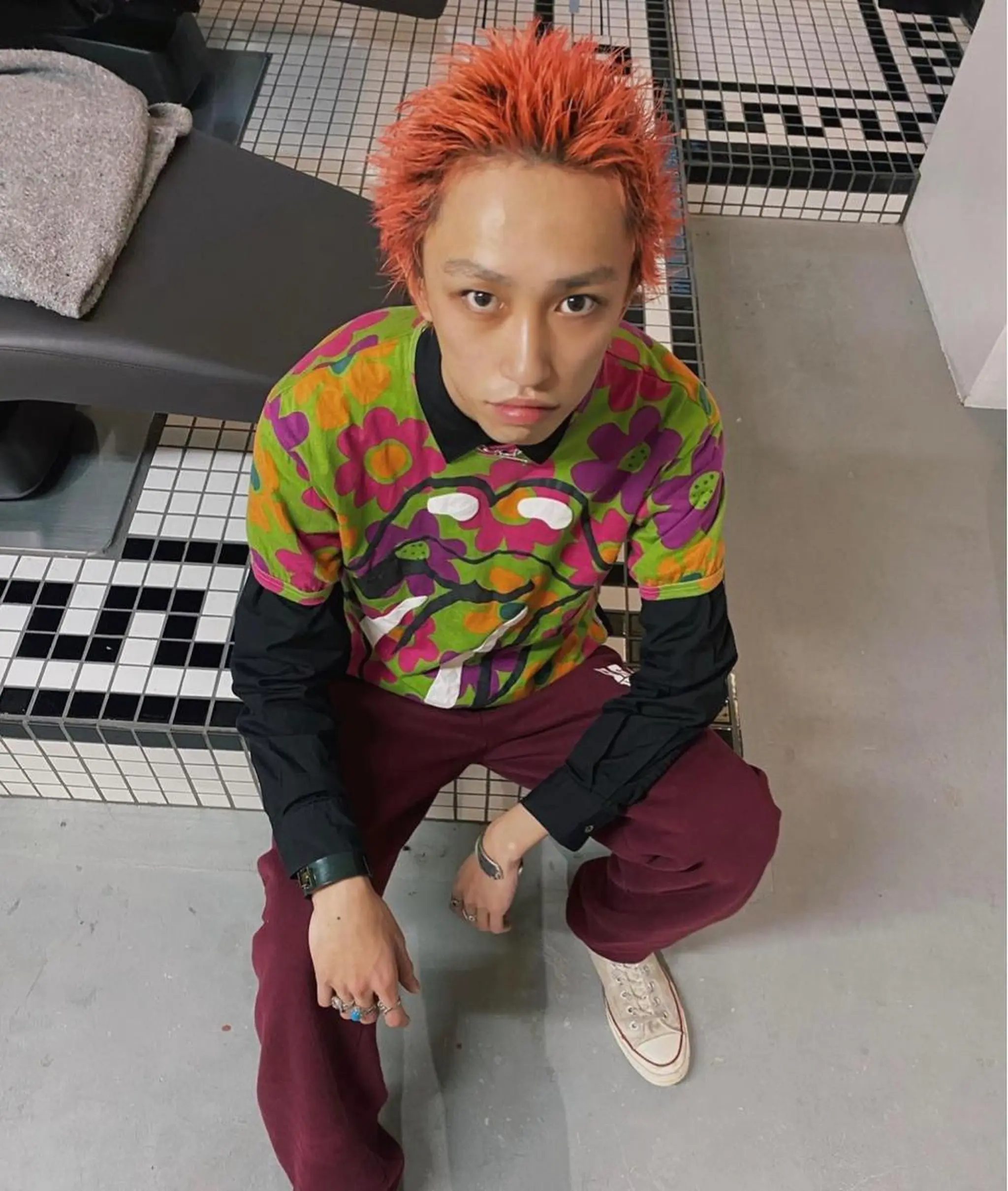 カラー メンズ 毛流れセンターパート Sakiのヘアスタイル