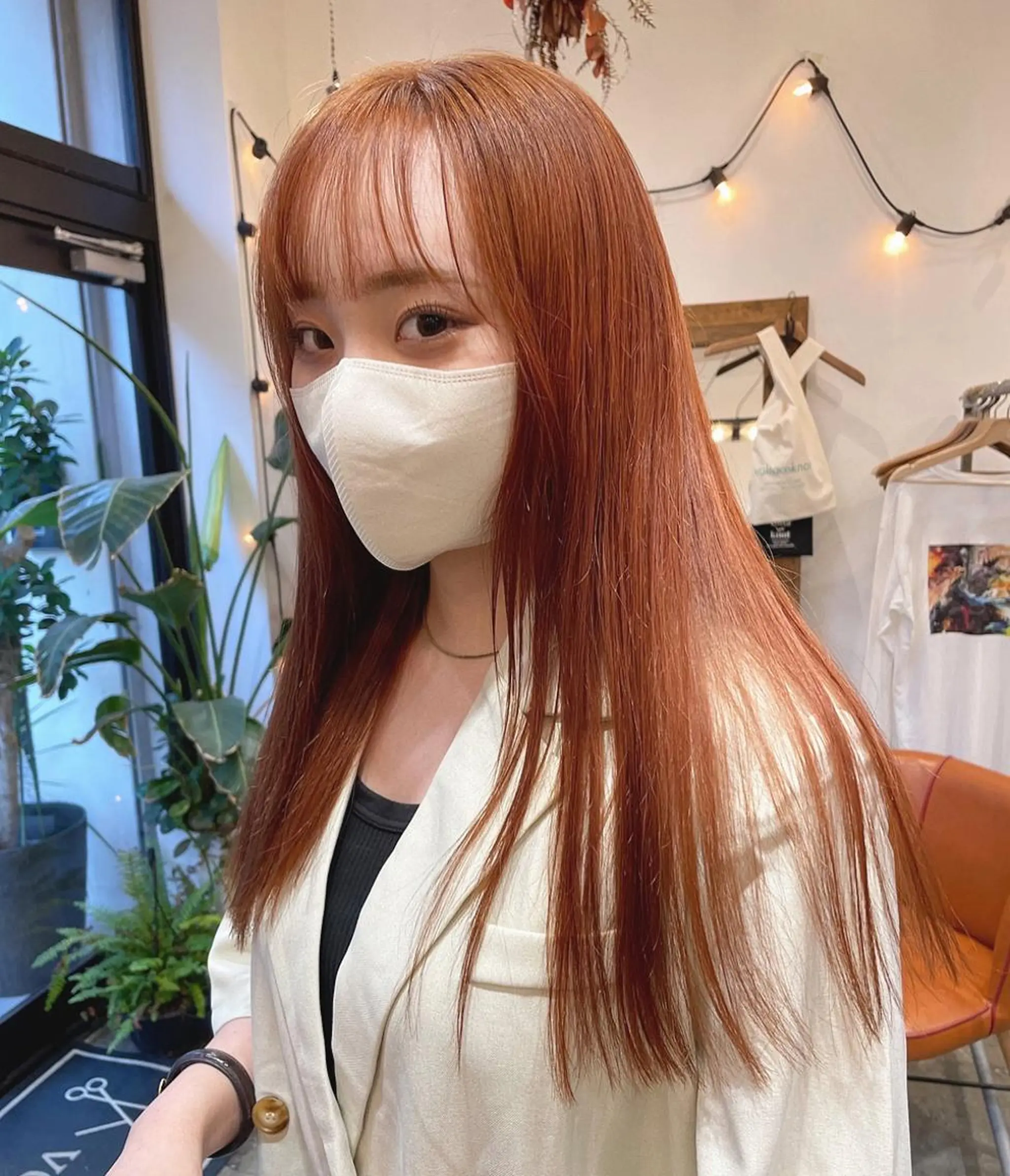 ロング カラー オレンジ カット ヘアカラー トリートメント 狩野 羅夢のヘアスタイル