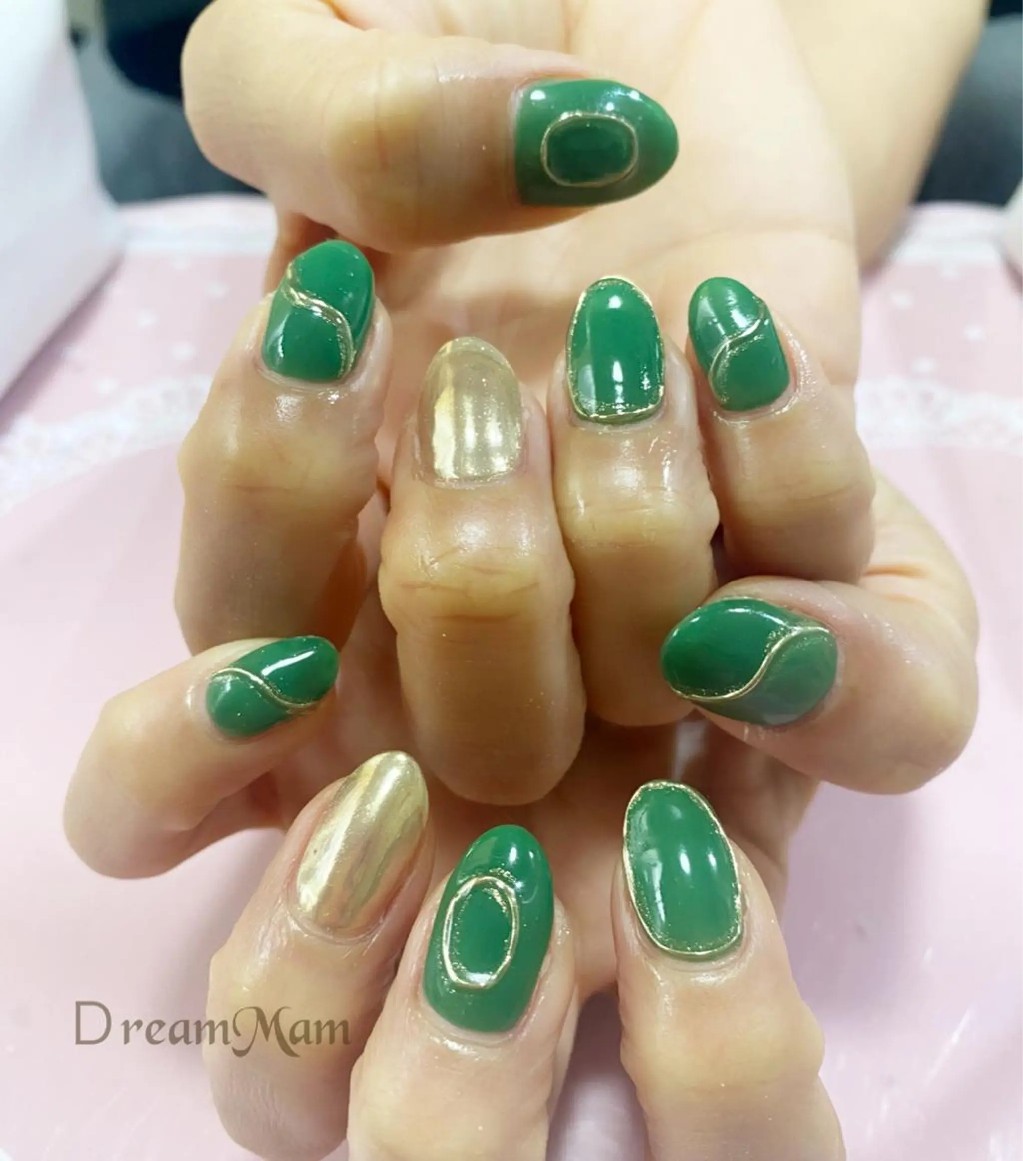 ネイル フレンチネイル ジェルネイル グリーン 大理石ネイル(マーブル) マットネイル ハンドネイル Nail Salon Ｄream Mamのネイルデザイン