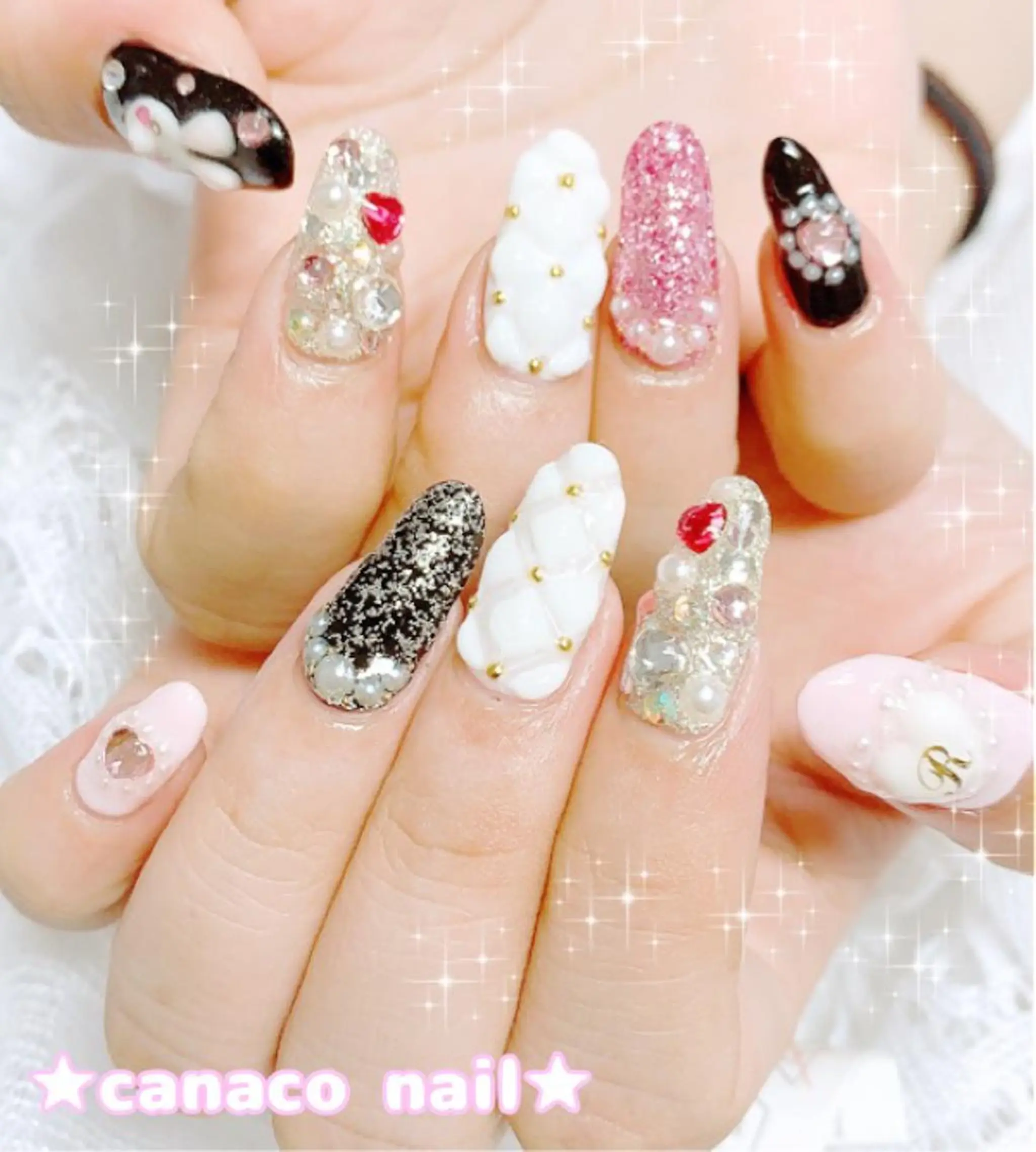 ネイル アートネイル ジェルネイル ガーリー ハート パラジェル ハンドネイル ハンドケア ベテランネイル cnc nailのネイルデザイン