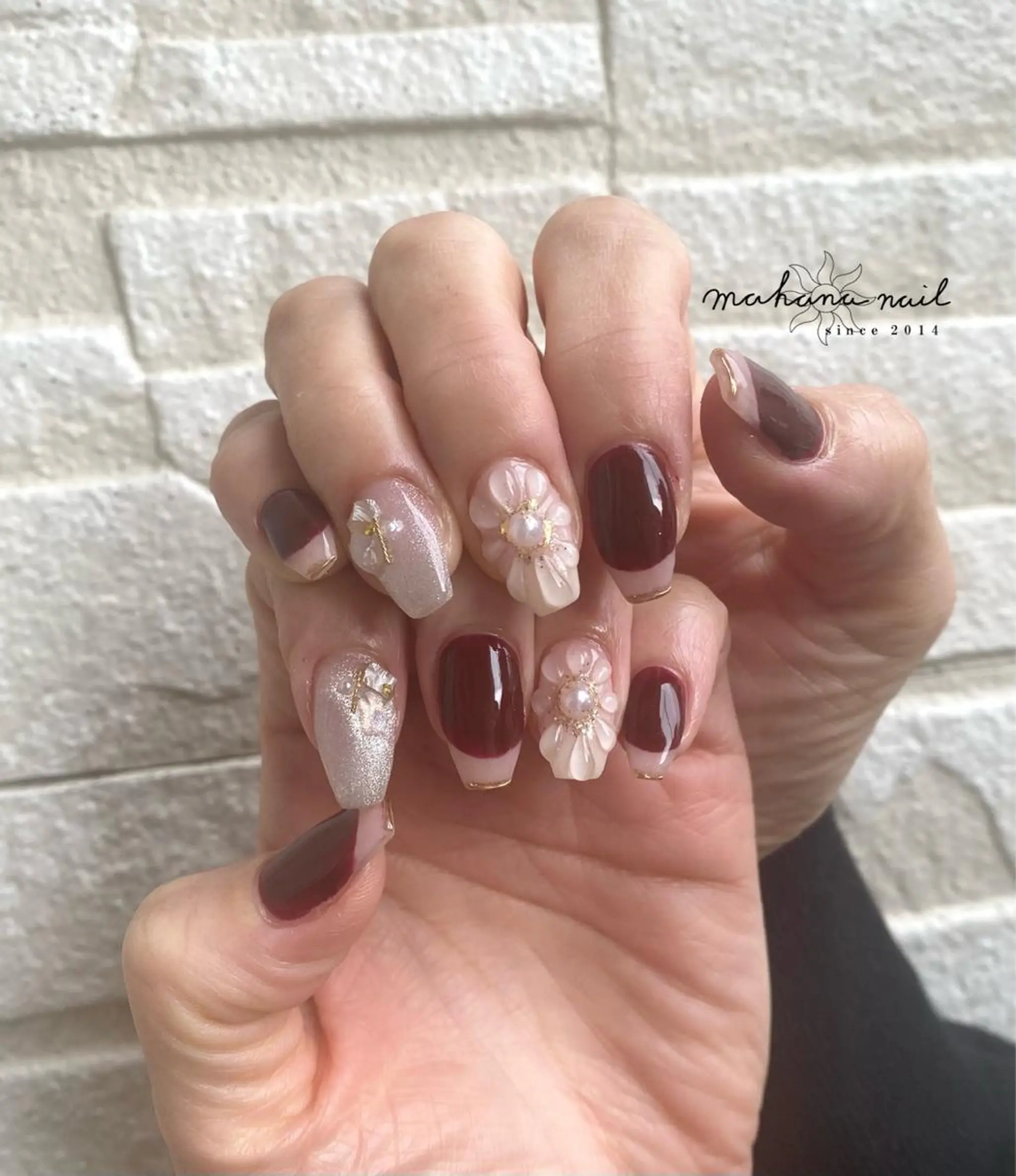 ネイル フラワーネイル 持ち込み ぷっくりネイル mahana nailのネイルデザイン