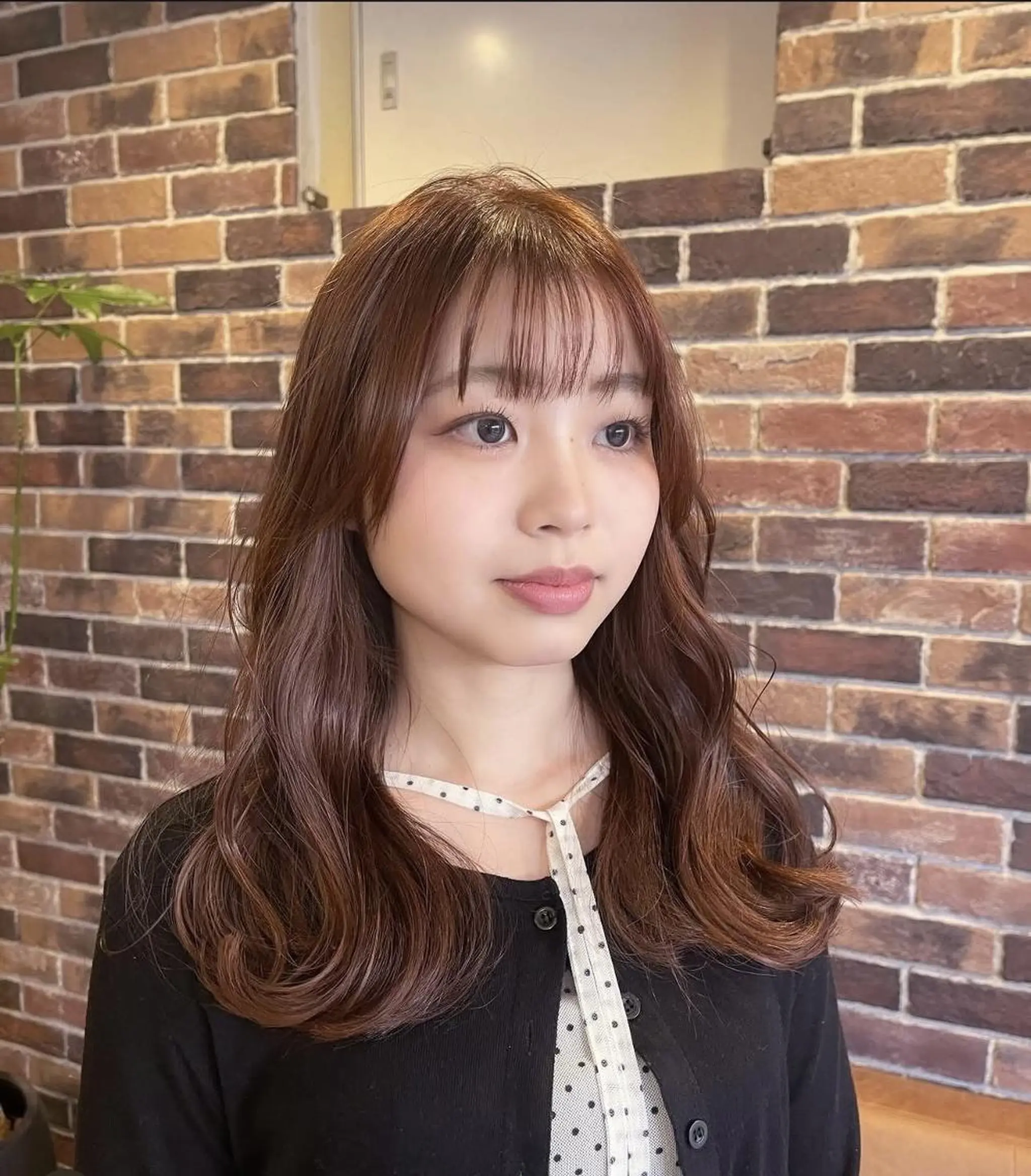 カラー セミロング ブラウンカラー レッドカラー レッドブラウン AROMA awanoのヘアスタイル