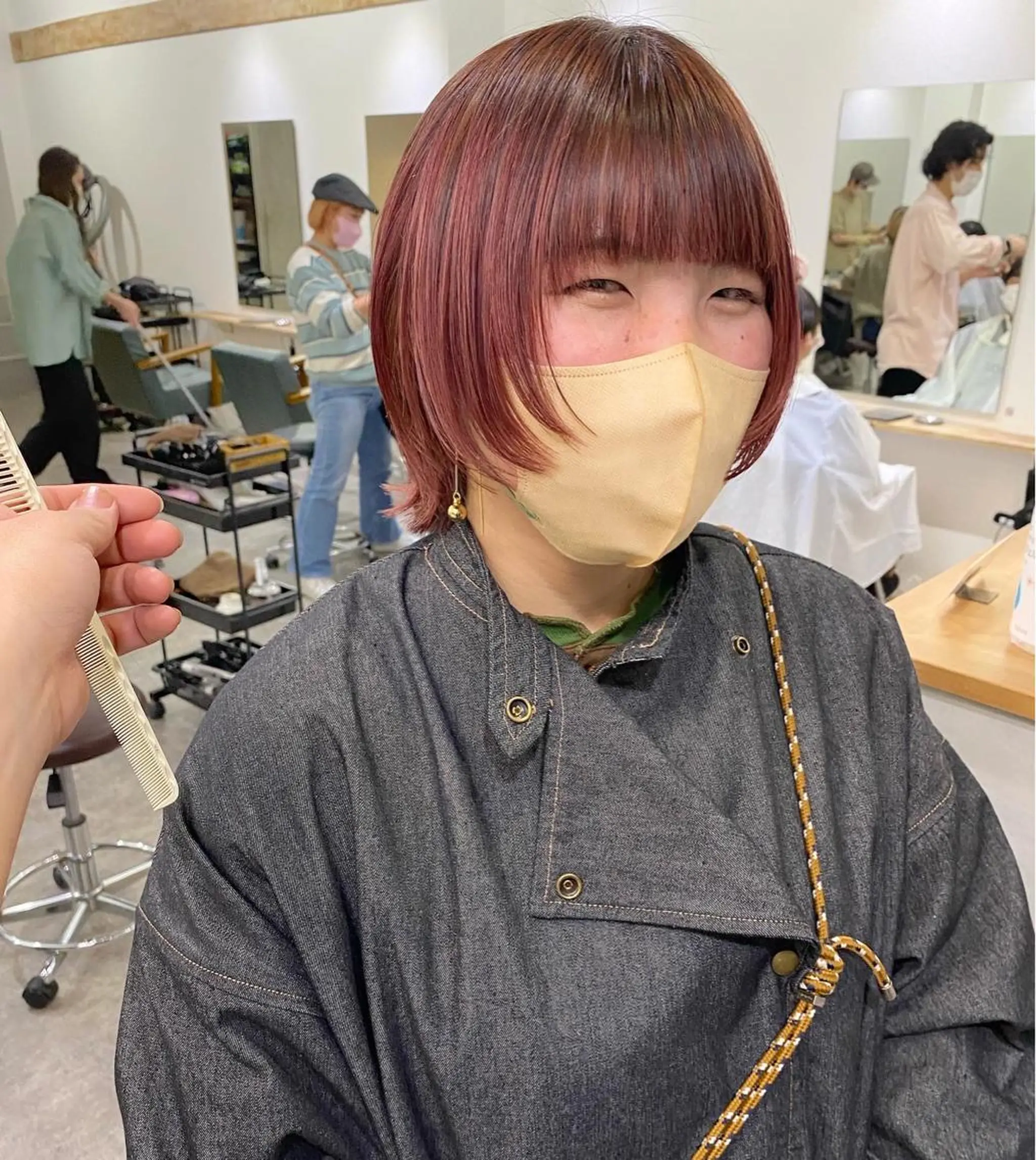 ショート カラー ピンクカラー ボブ ウルフカット カット ヘアカラー トリートメント 森貴裕/ベージュ/ パーマ/オリーブのヘアスタイル