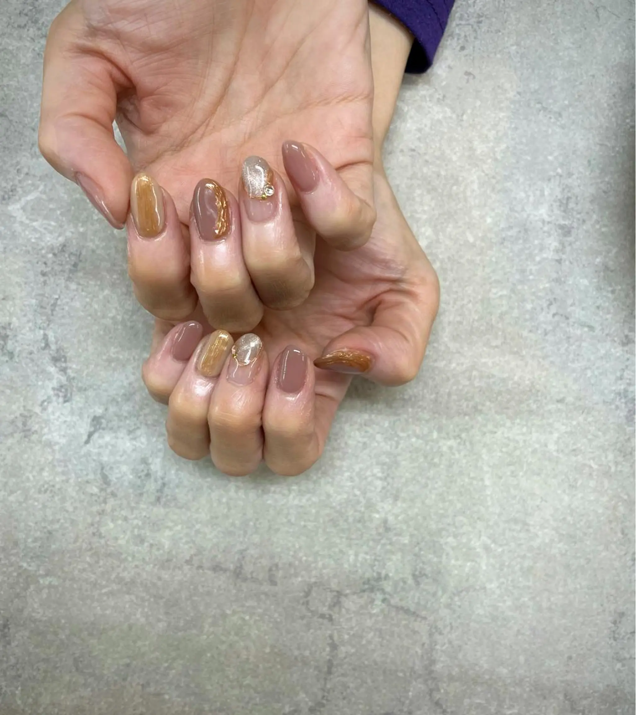 ネイル ミラーネイル ピンク ピンクベージュ ハンドネイル ハンドケア FASTNAIL PLUS 新宿店のネイルデザイン