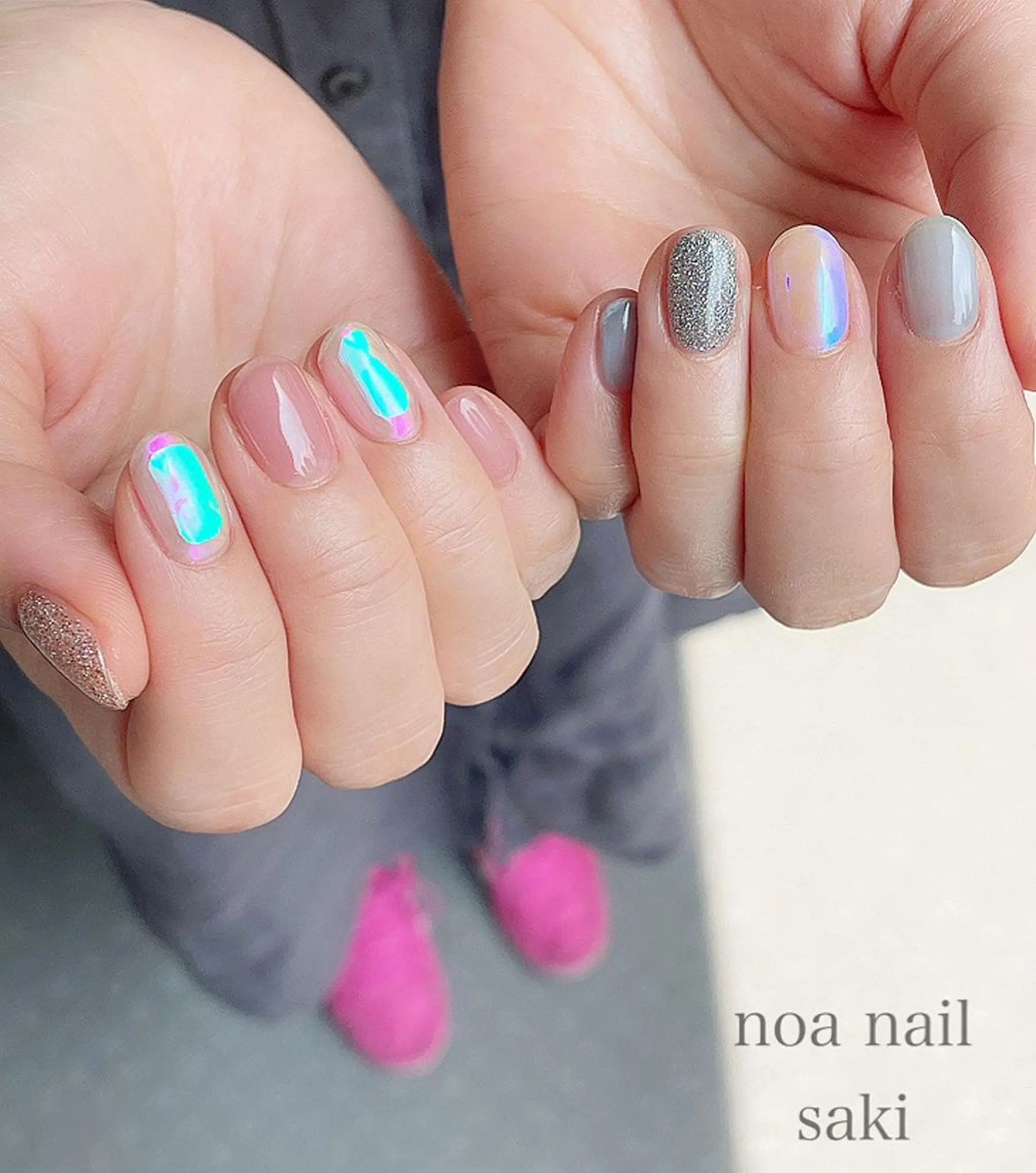 ネイル アートネイル オーロラネイル ジェルネイル 氷ネイル・うるうるネイル ミラーネイル nailsalon noa所属・nailsalon noaのネイルデザイン