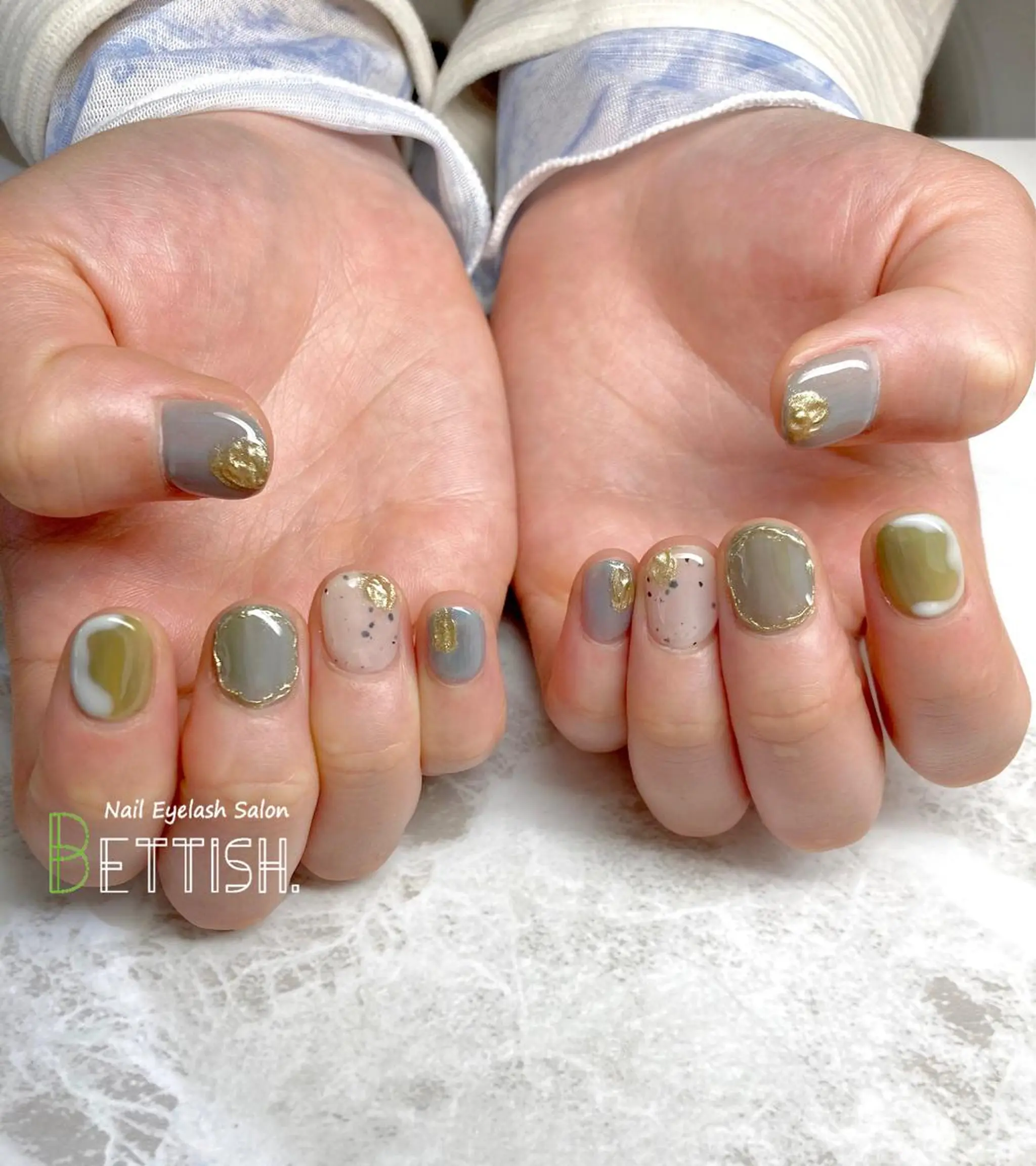 ネイル ブルー グリーン ニュアンスネイル ハンドネイル BETTISH. KUMIKO☺︎︎のネイルデザイン