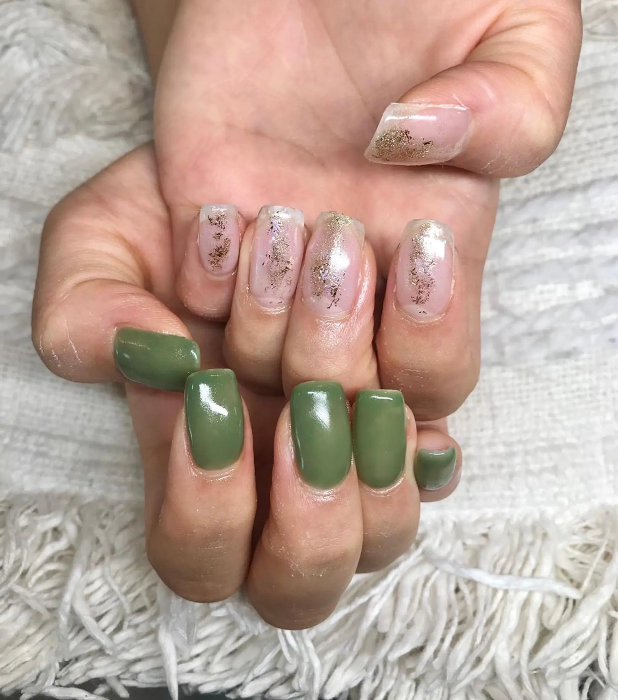 カラー パーマ ヘアアレンジ メンズ キッズ ネイル マツエク・マツパ グリーン ハンドネイル ハンドケア nail&eye Aoのマツエク・マツパデザイン